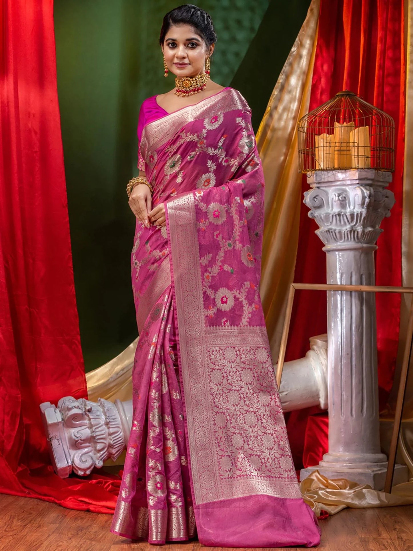 Banarasi Blend Khaddi Georgette Meena Saree