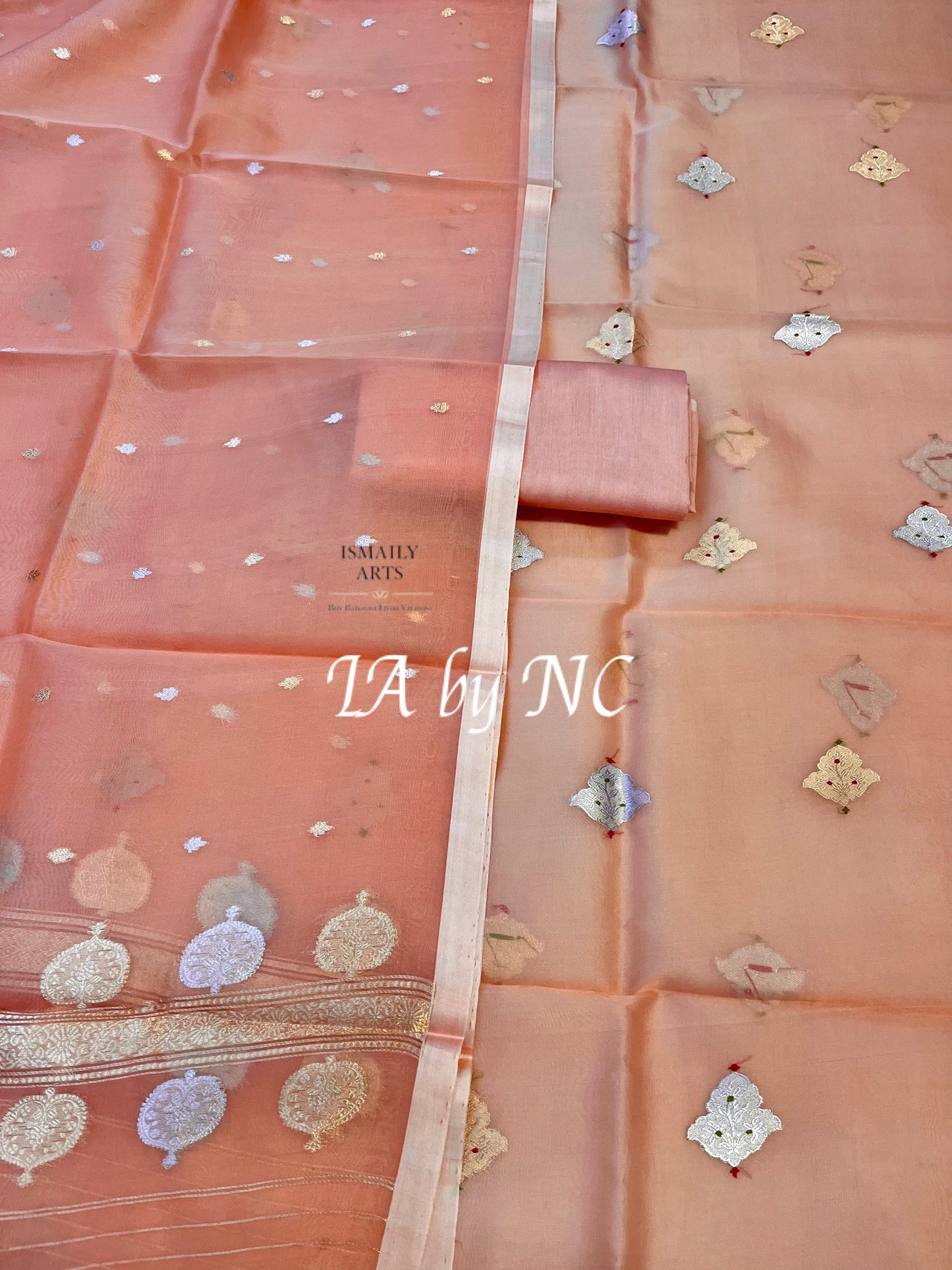 Flamingo Banarasi Pure Kora Silk Kadwa Dress Materials