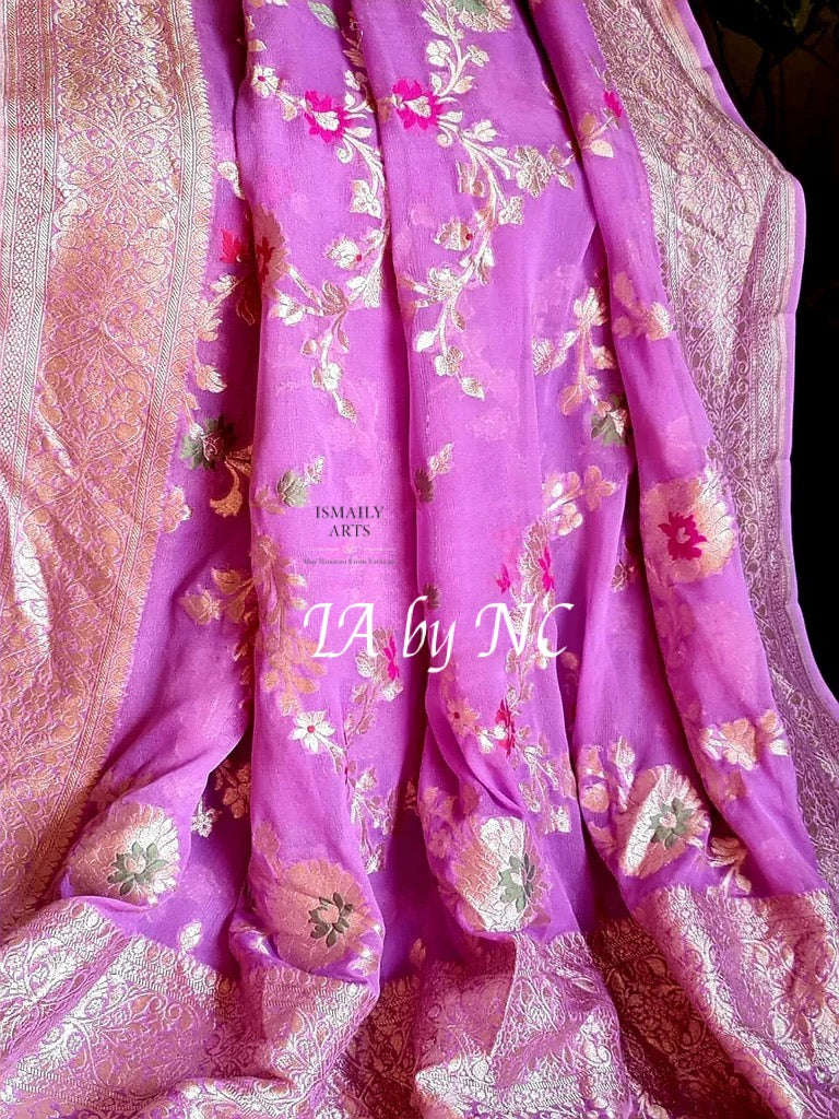 Ultra Banarasi Pure Khaddi Georgette Meenakari Saree