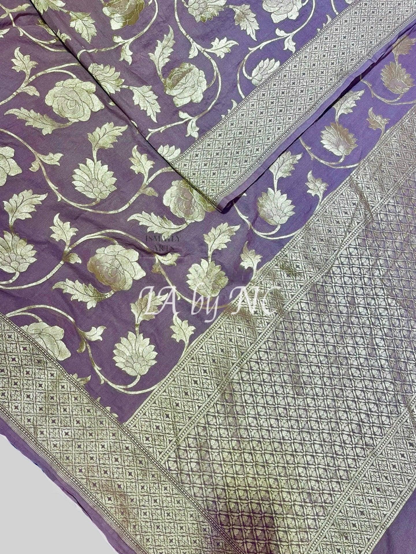 African Banarasi Pure Khaddi Munga Saree