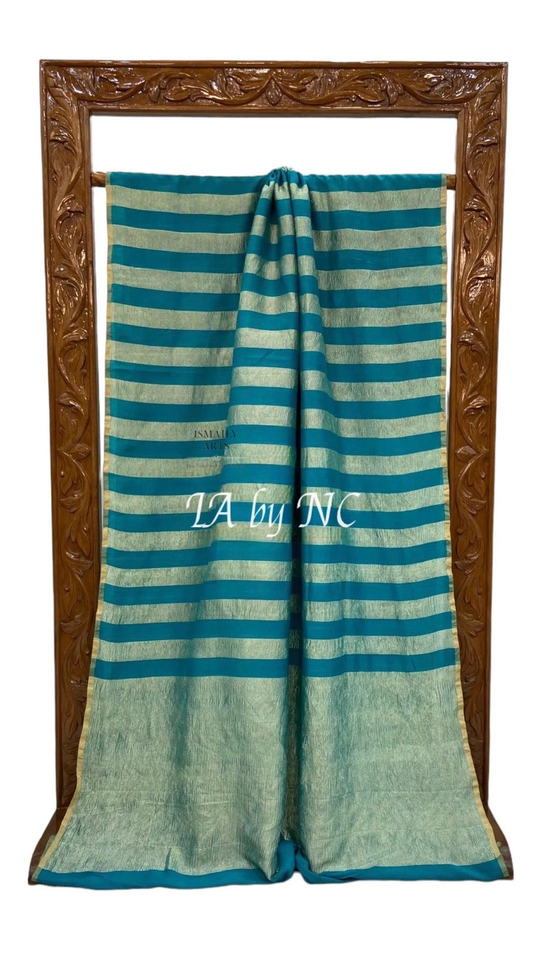 Teal Banarasi Pure Munga Silk Saree