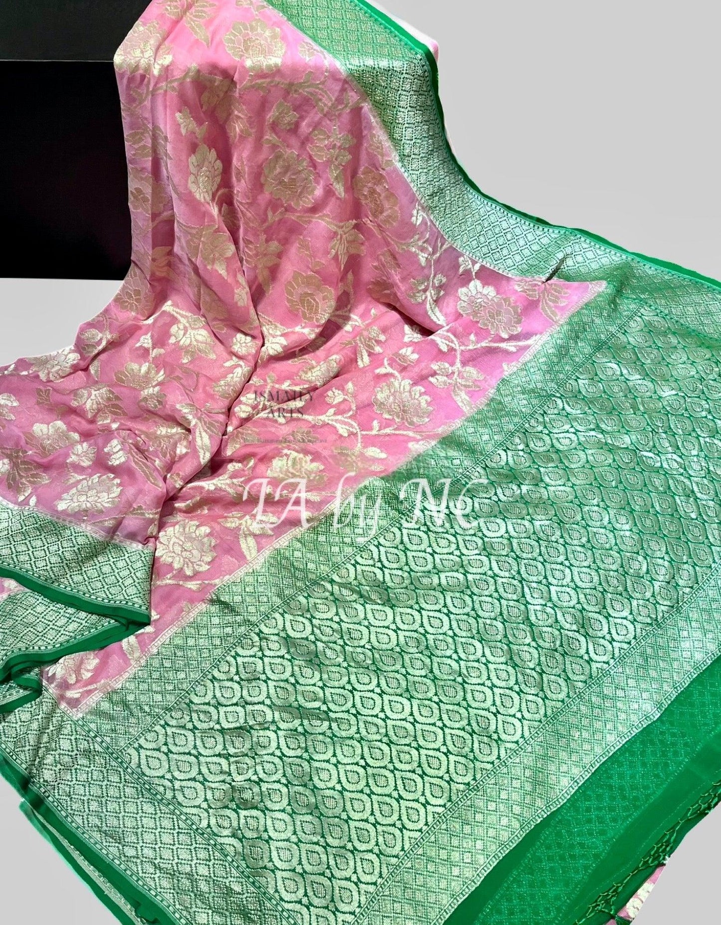 Pink Banarasi Pure Khaddi Georgette Saree