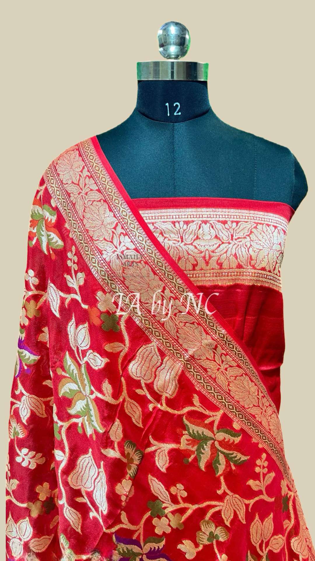 Crimson Banarasi Pure Chiffon Georgette Sare