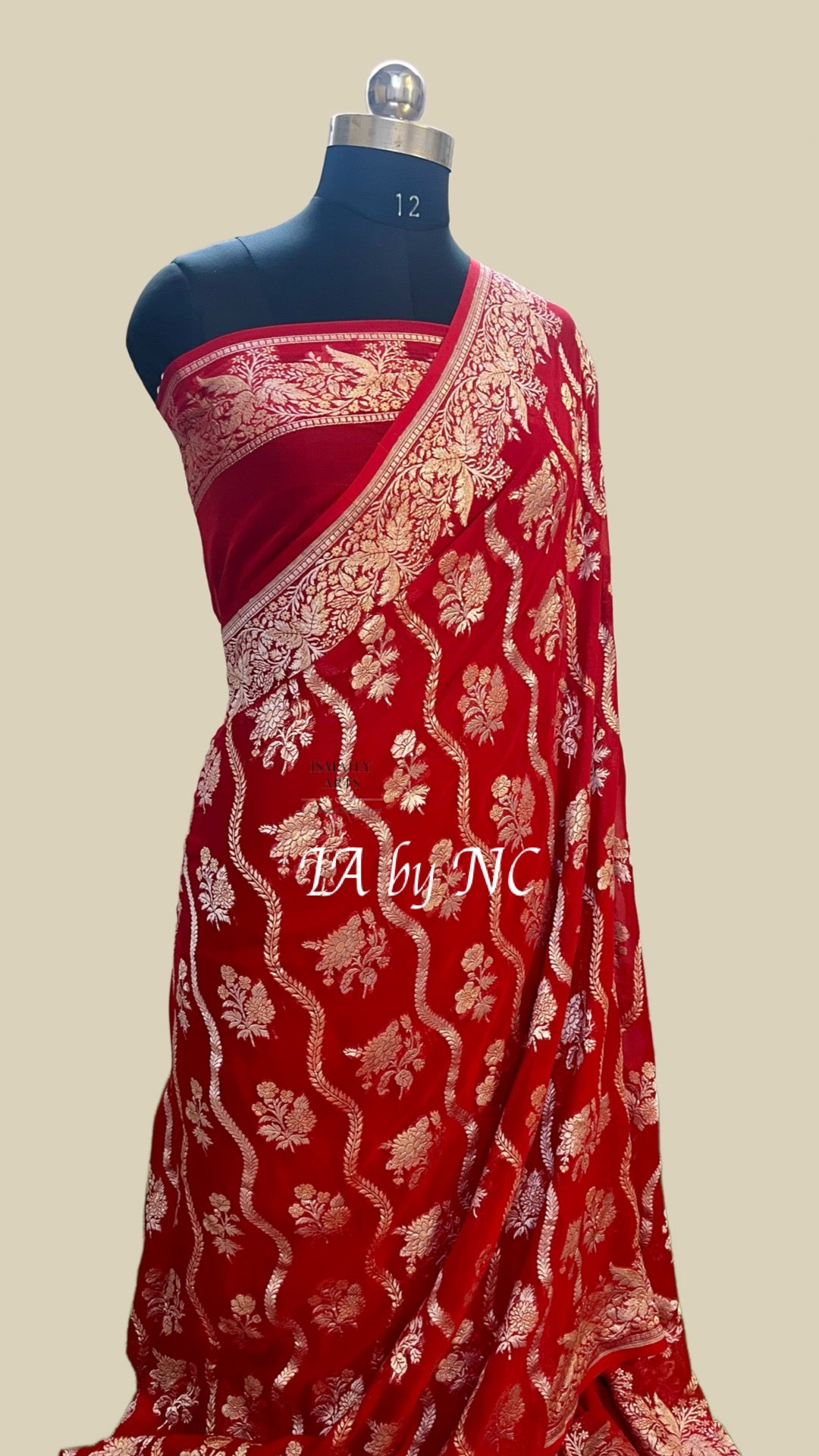 Crimson Banarasi Pure Khaddi Georgette Saree