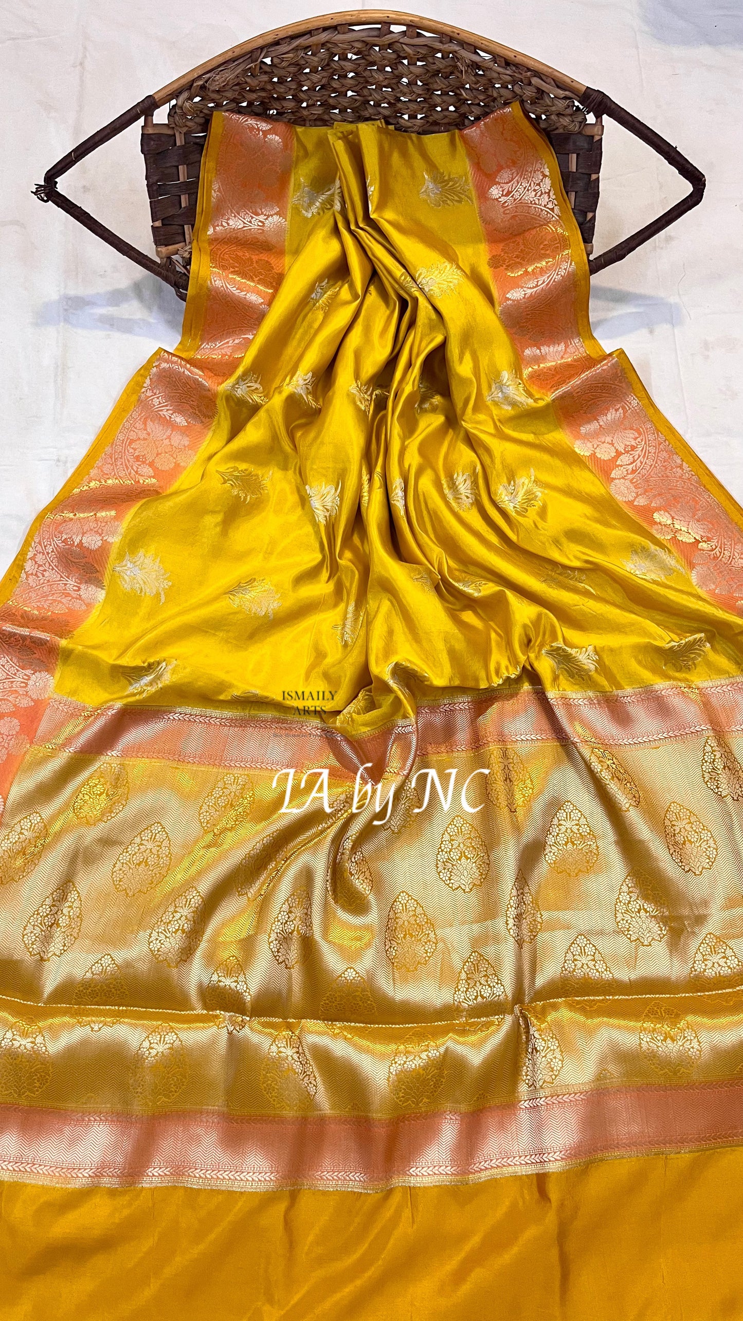 Tuscany Banarasi Pure Katan Silk Raw Mango Saree