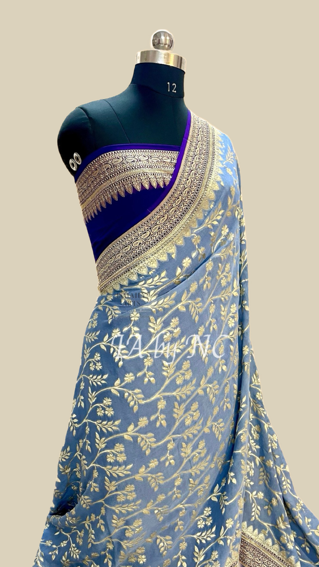 Airforce Banarasi Pure Khaddi Georgette Saree