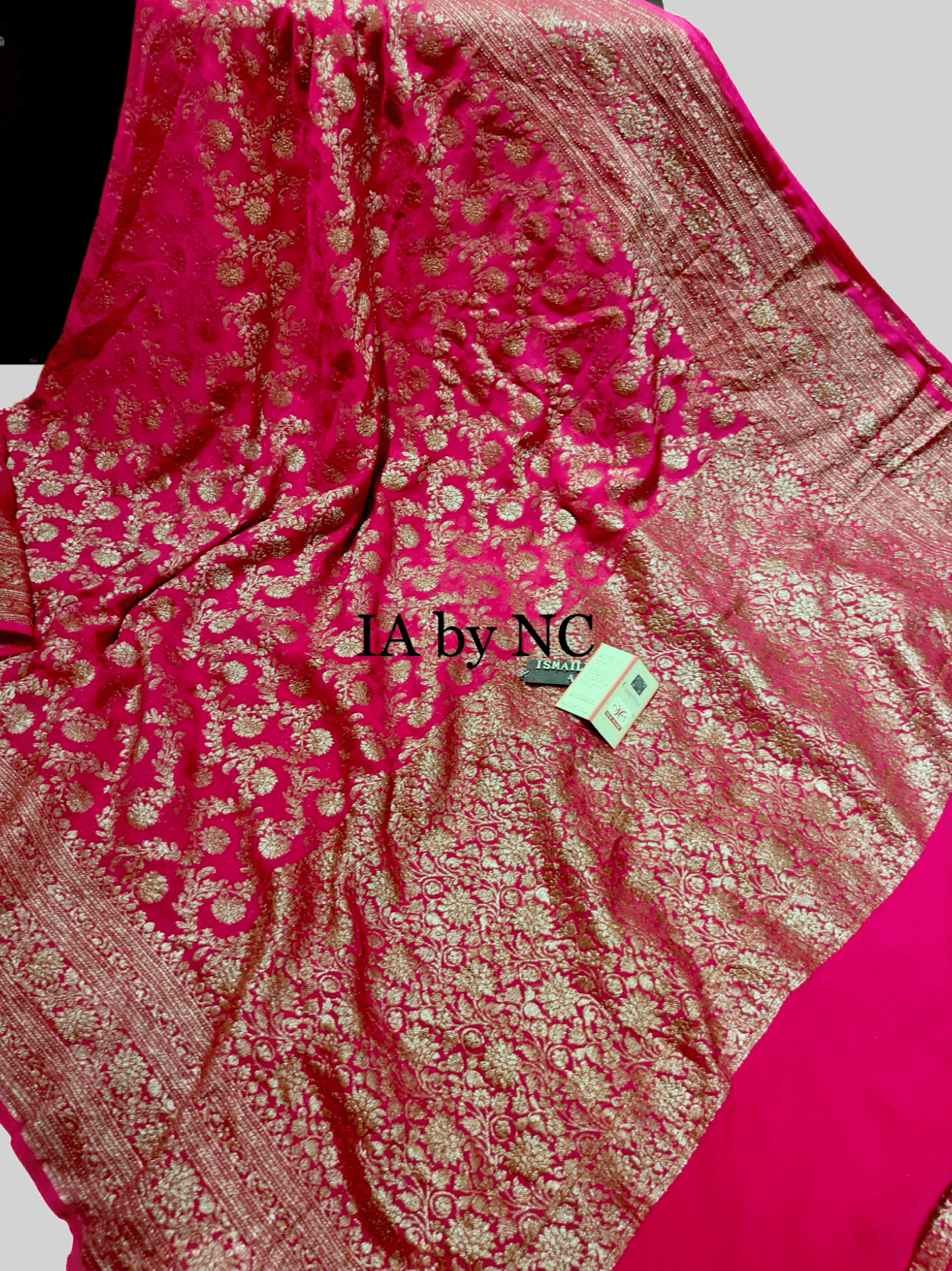 Cerise Banarasi Pure Khaddi Georgette Saree