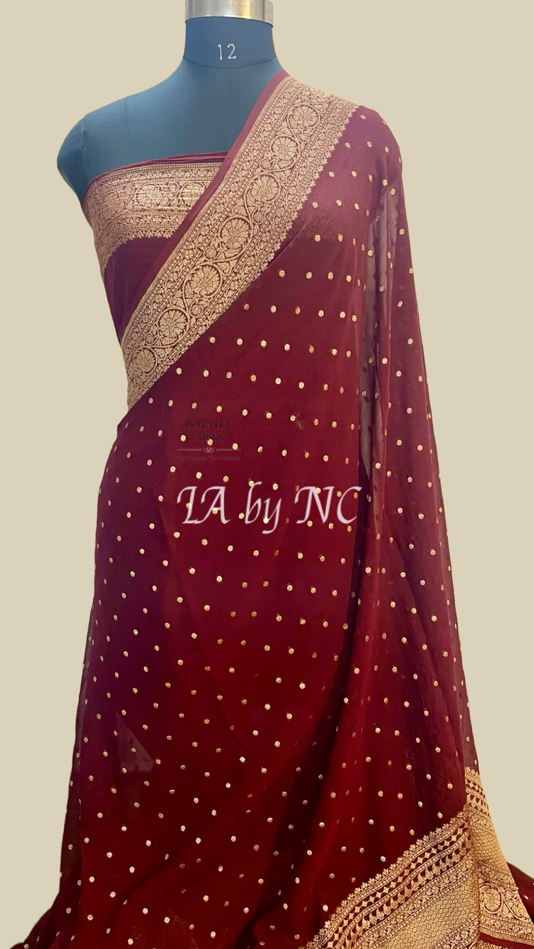 Burgundy Banarasi Pure Khaddi Georgette Saree