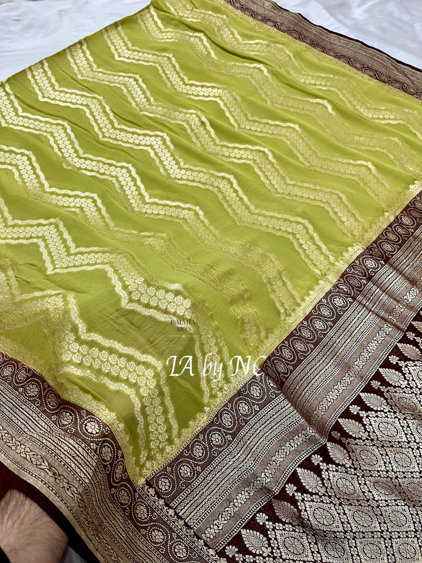 Moss Banarasi Pure Khaddi Georgette Saree