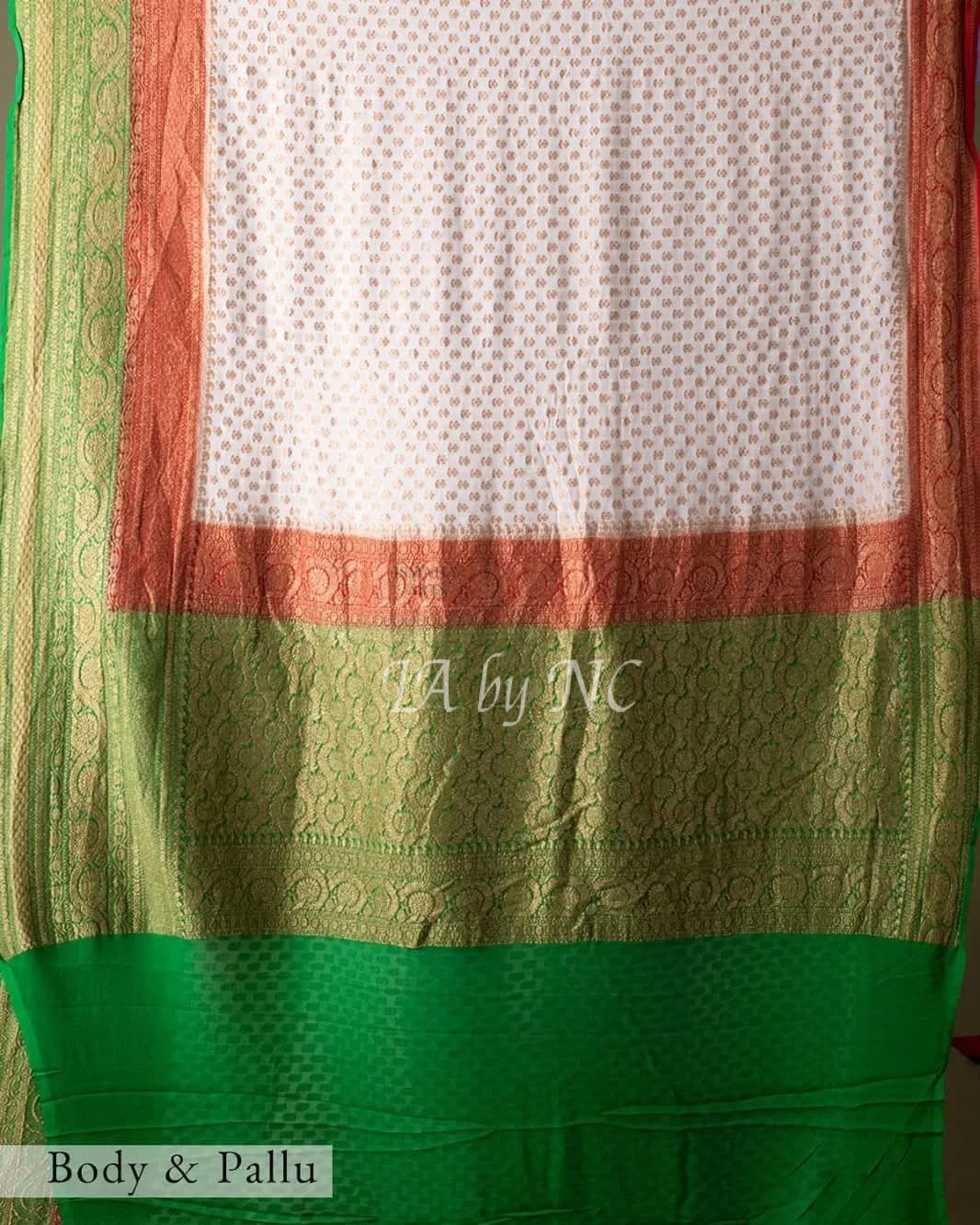 Offwhite Banarasi Pure Khaddi Georgette Saree
