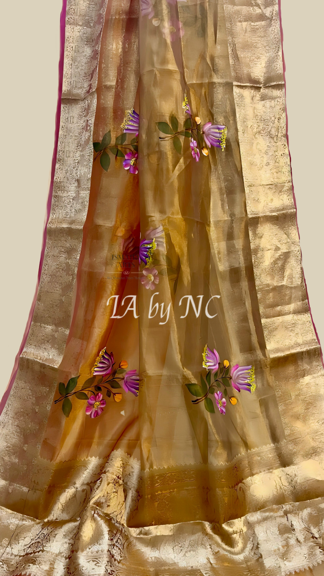 Tangerine Banarasi Pure Tissue Silk Saree