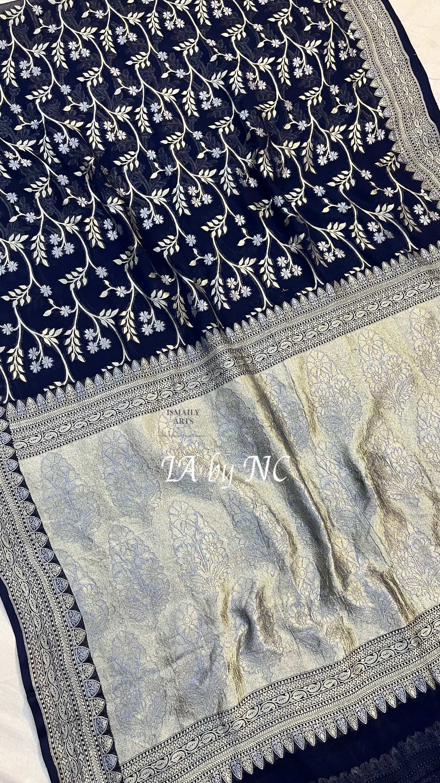 Navy Banarasi Pure Khaddi Georgette Saree