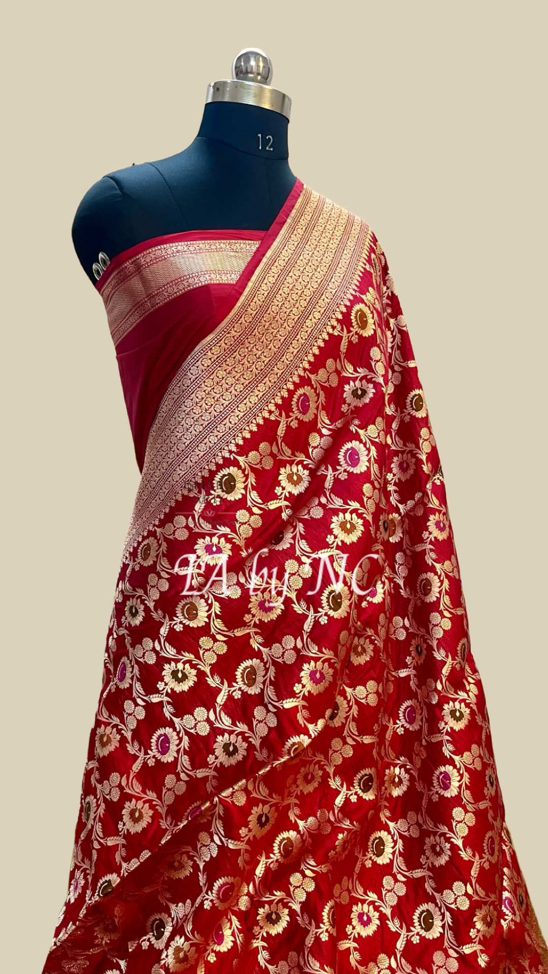 Carmine Banarasi Pure Katan Silk Meenakari Pattu Saree