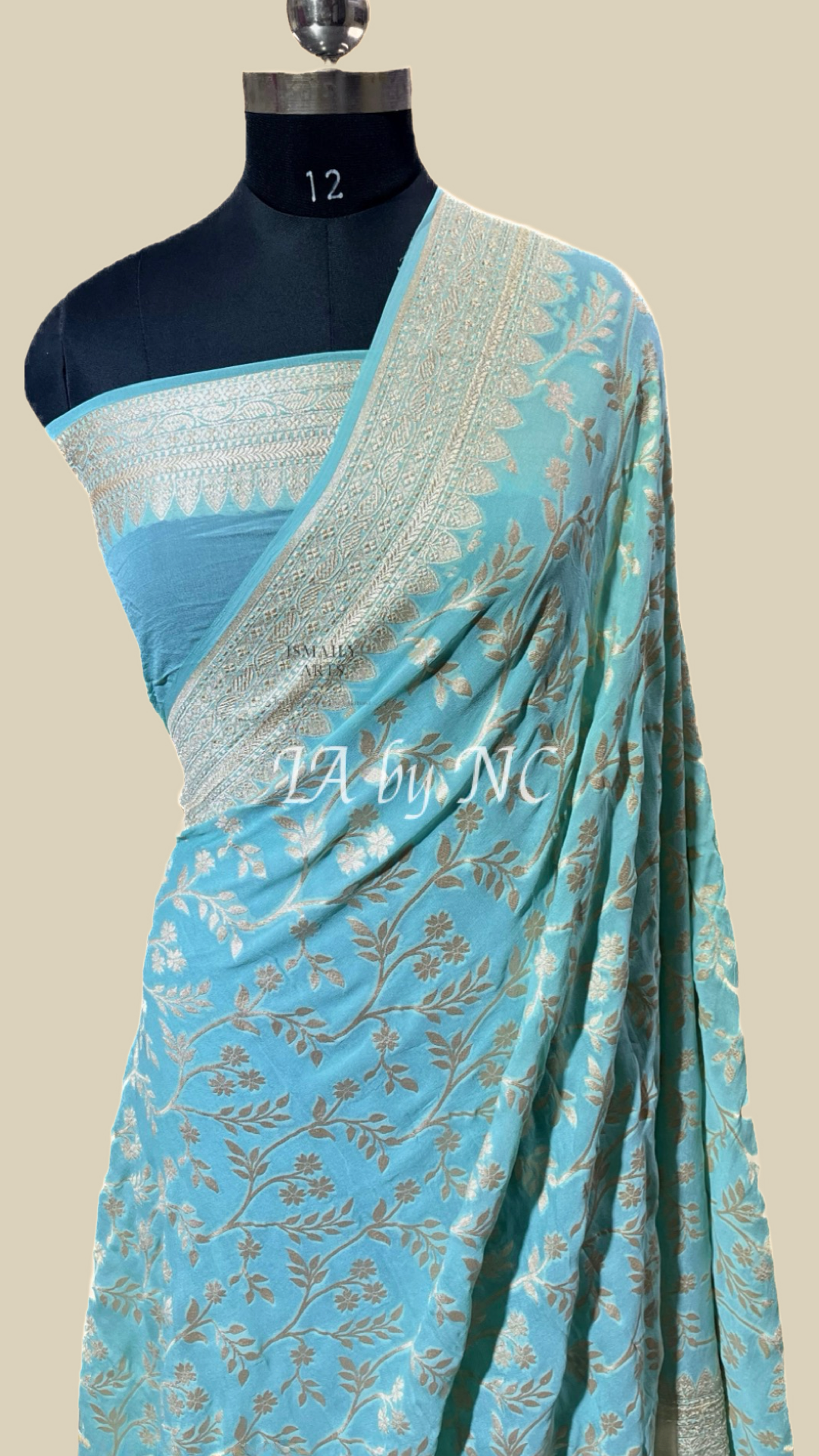 Turquoise Banarasi Pure Khaddi Georgette Saree