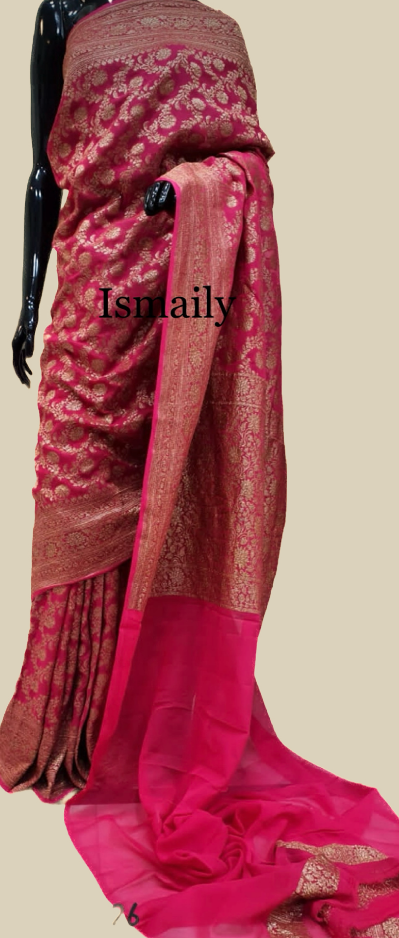Cerise Banarasi Pure Khaddi Georgette Saree
