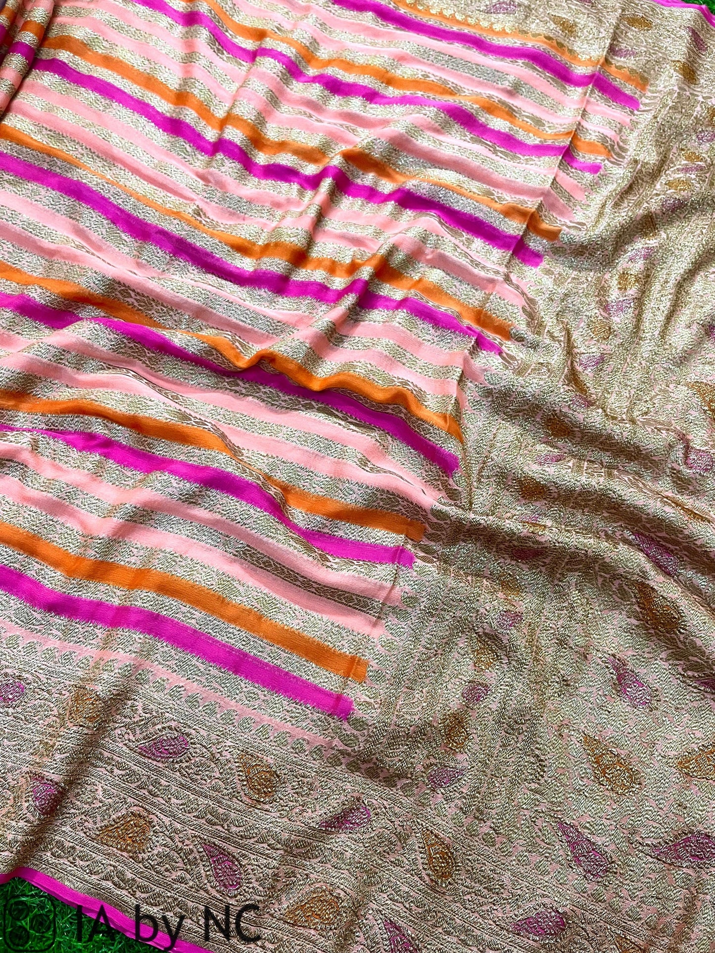 Flamingo Banarasi Pure Khaddi Georgette Saree