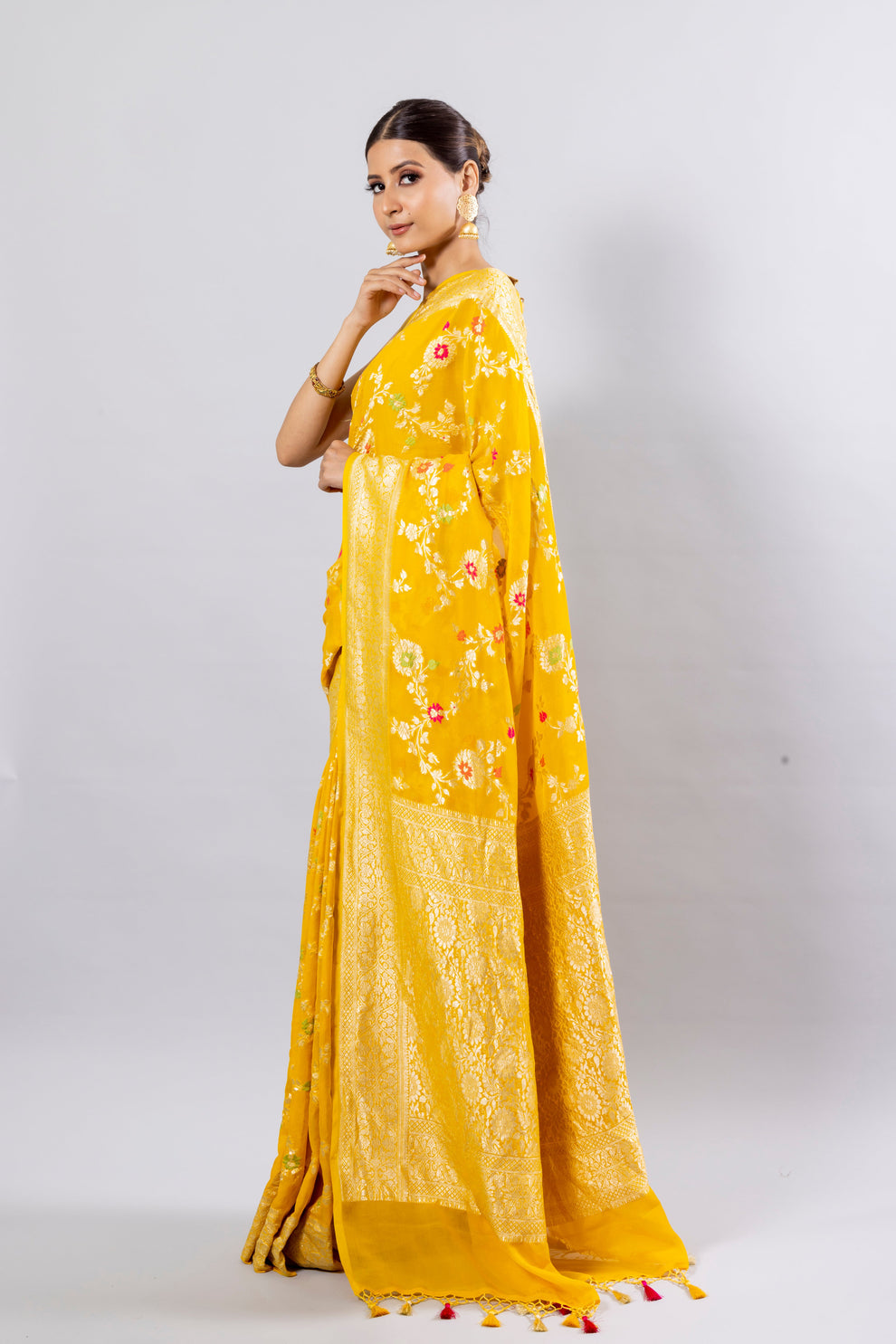 Tuscany Banarasi Pure Khaddi Georgette Meenakari Saree
