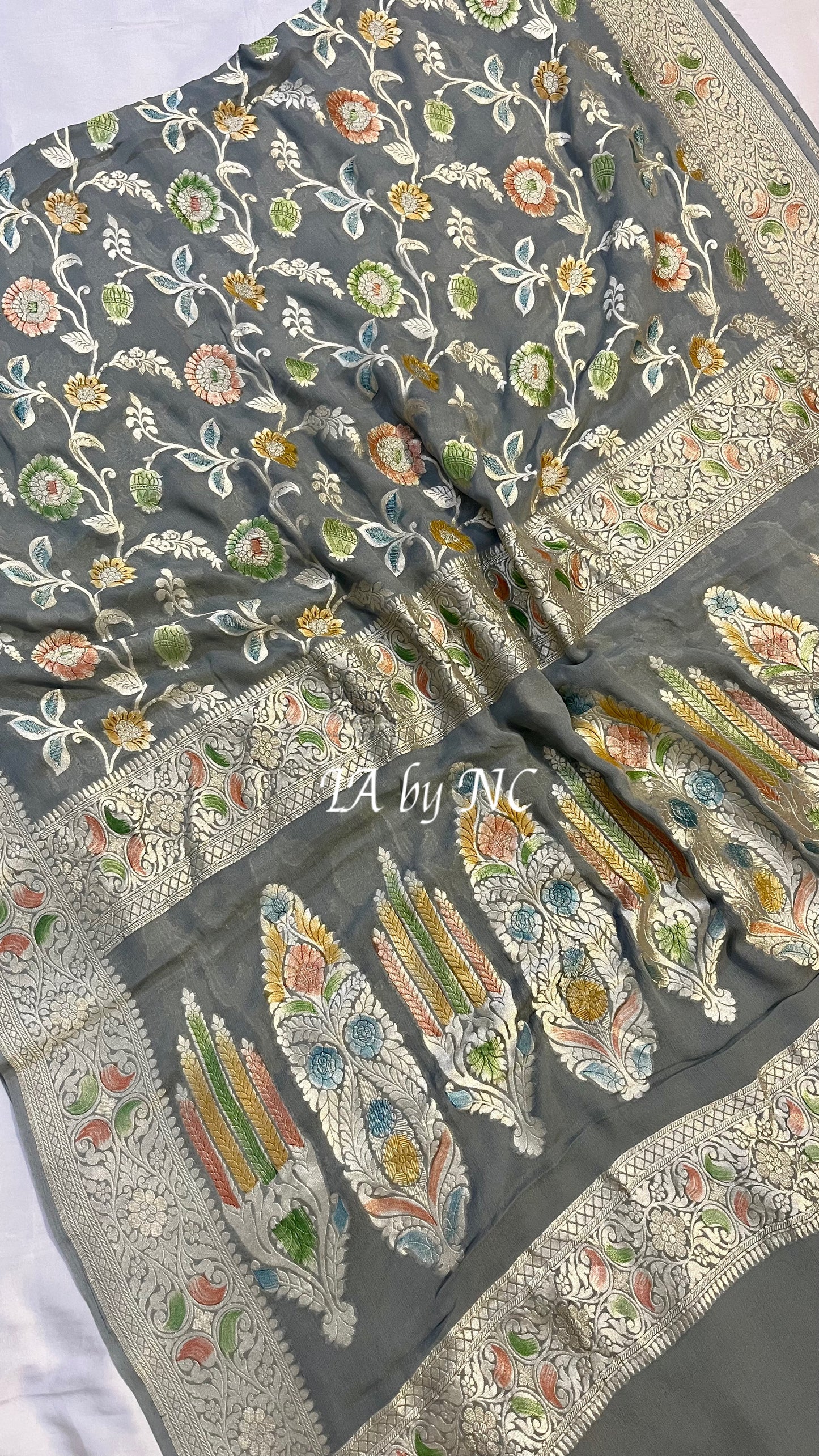 Mink Banarasi Pure Khaddi Georgette Saree
