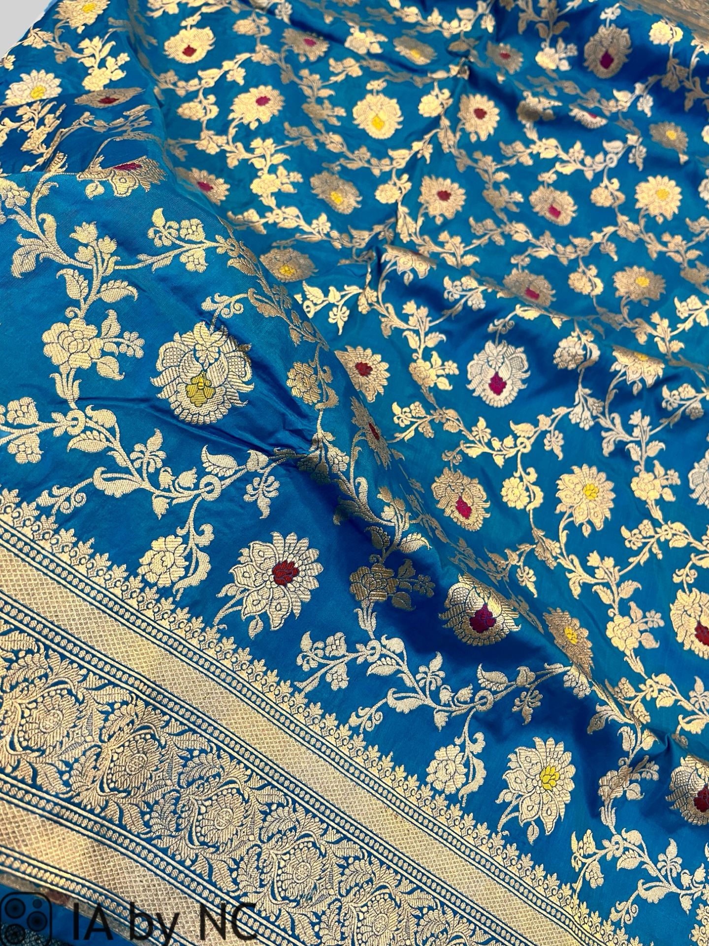 Azure Banarasi Pure Katan Silk Meenakari Pattu Saree