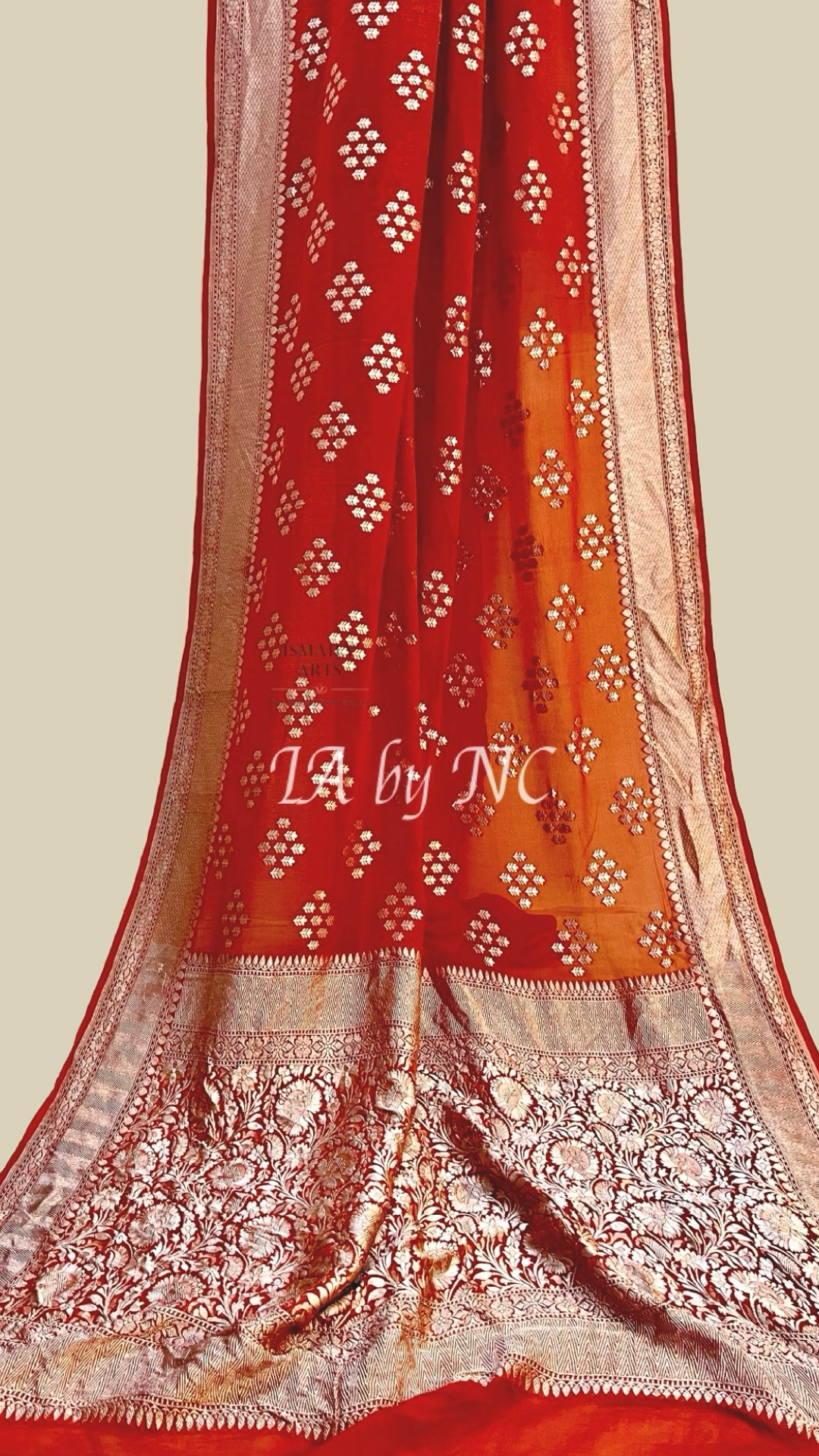 Scarlet Banarasi Pure Khaddi Georgette Saree