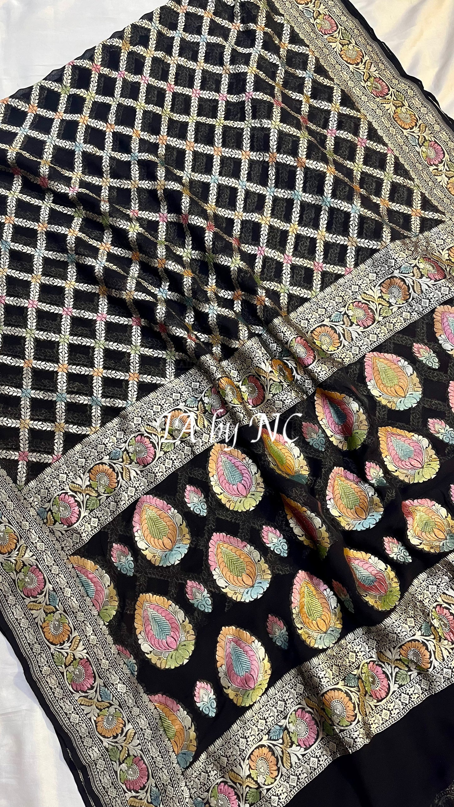 Black Banarasi Pure Khaddi Georgette Saree