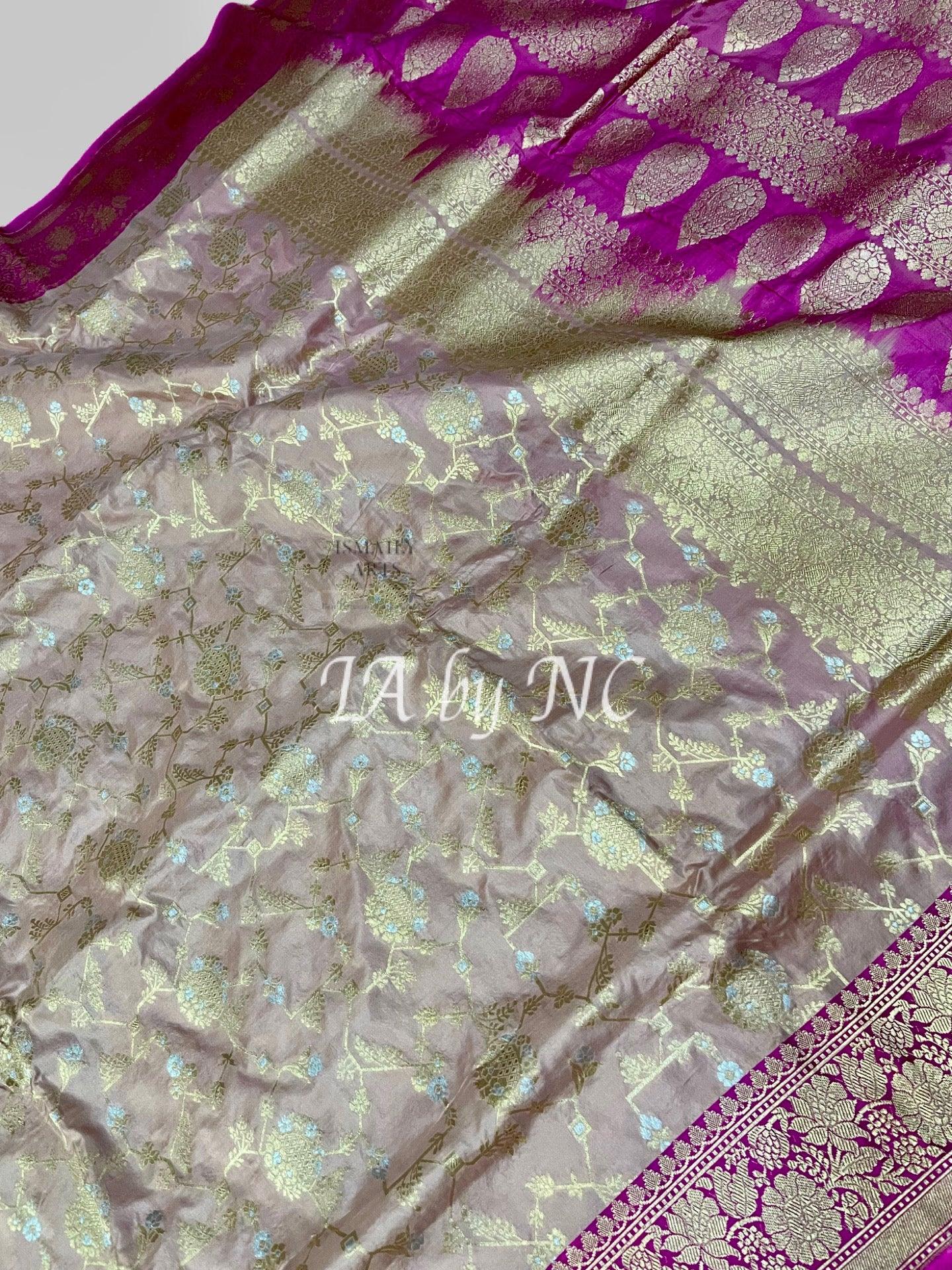 Beige Banarasi Pure Katan Silk Meenakari Pattu Saree