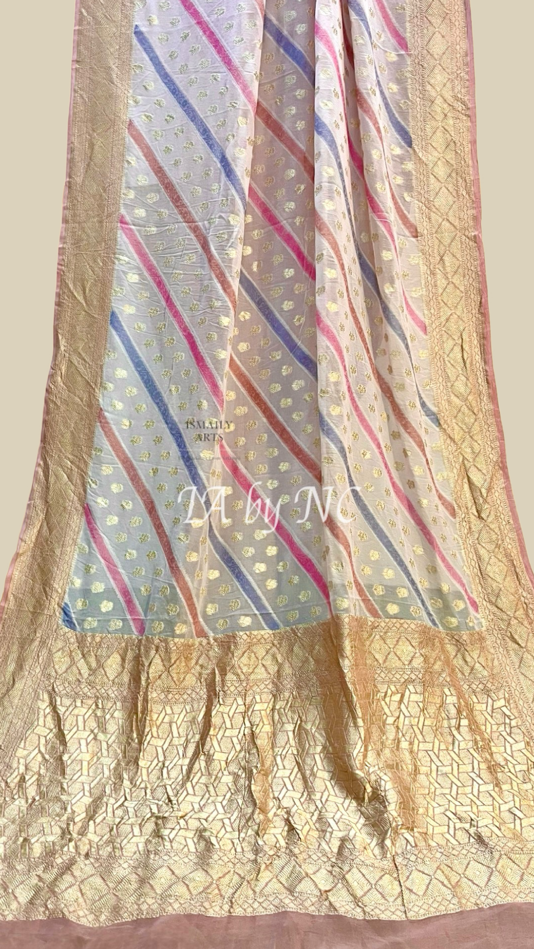 Smoky Salmon Banarasi Pure Khaddi Georgette Saree