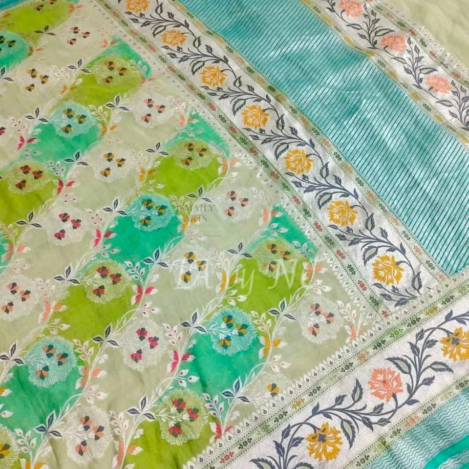 Banarasi Pure Khaddi Tussar Georgette Paithani Saree
