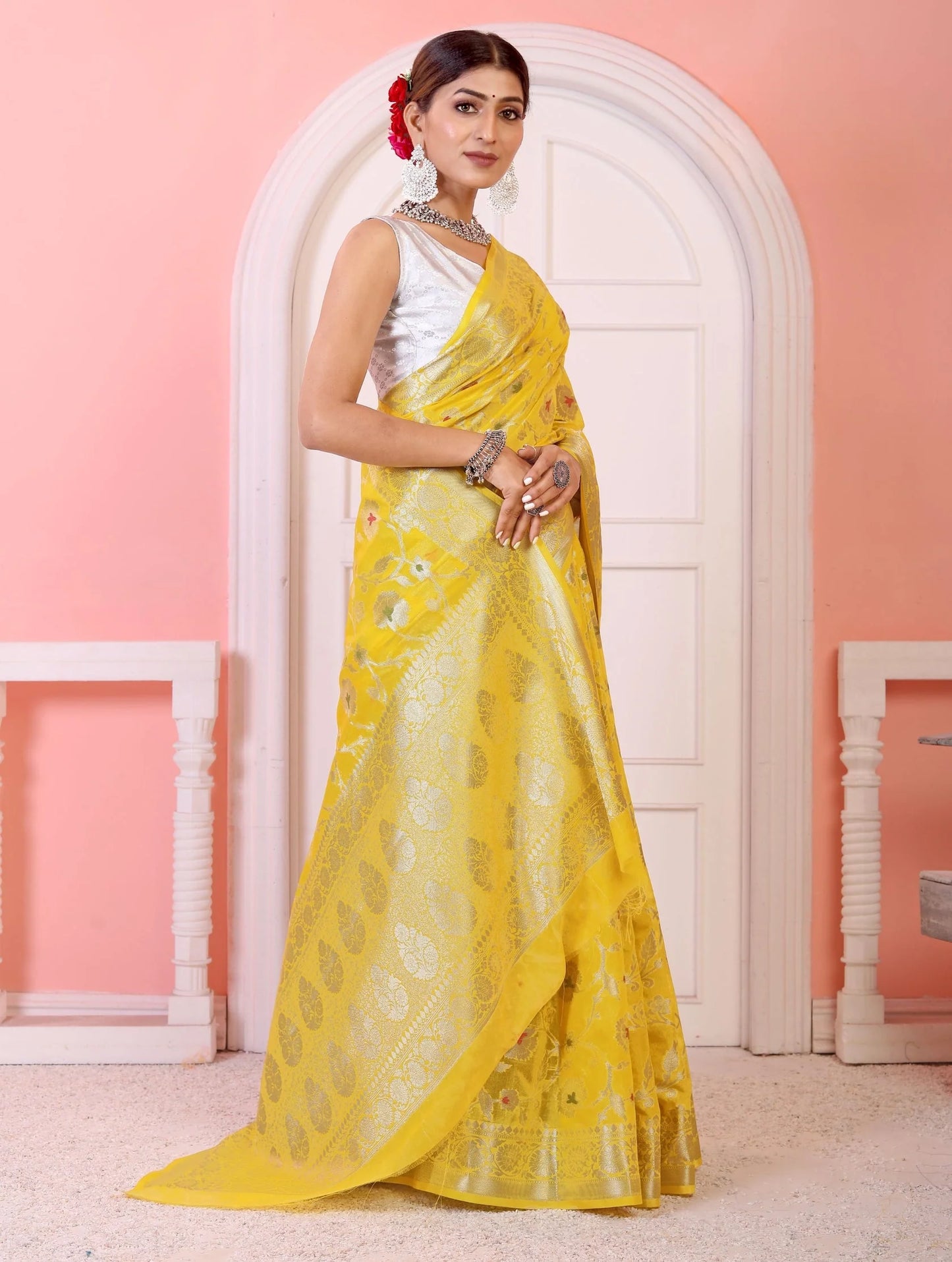 Banarasi Blend Khaddi Georgette Meena Saree