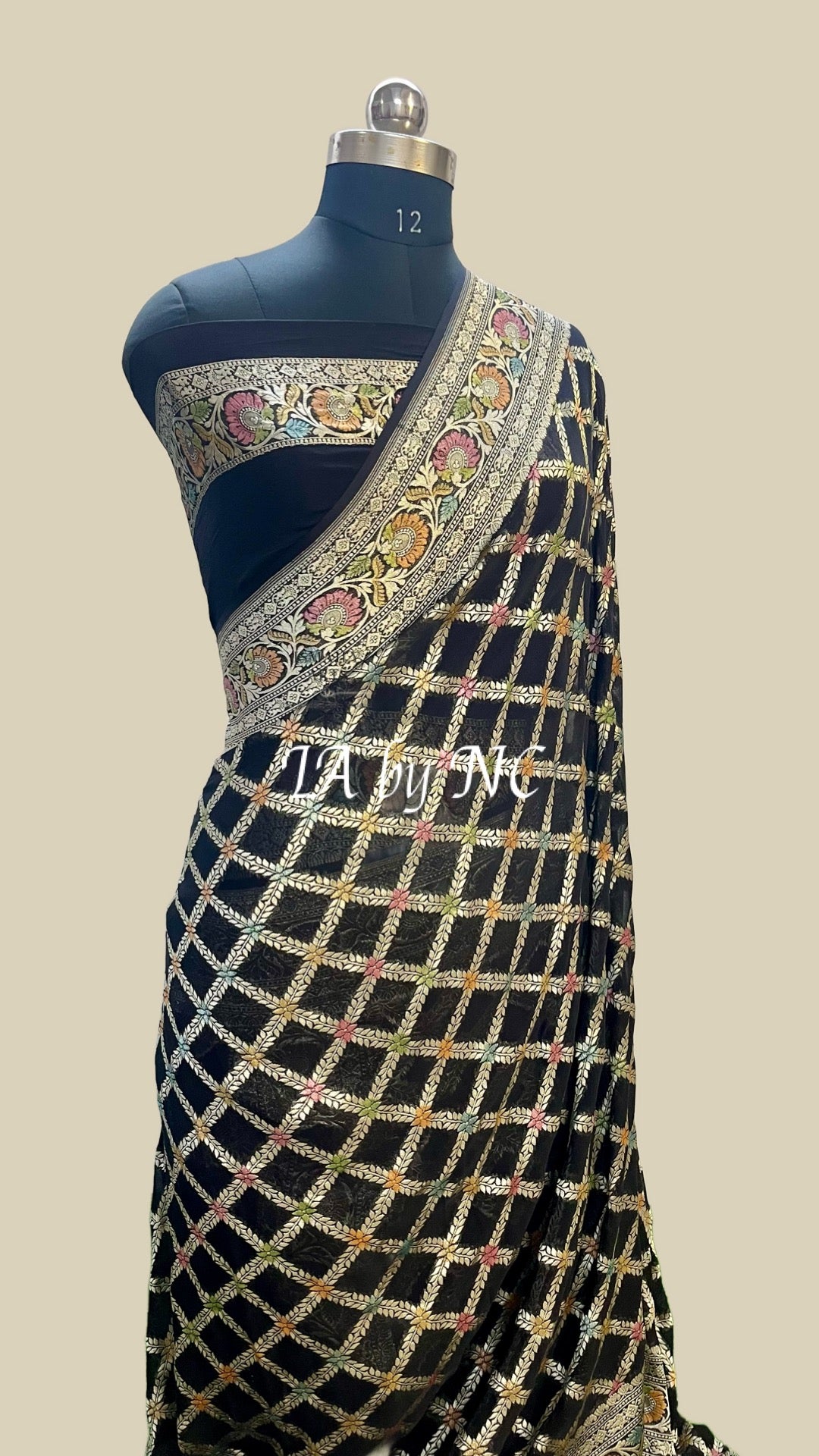 Black Banarasi Pure Khaddi Georgette Saree
