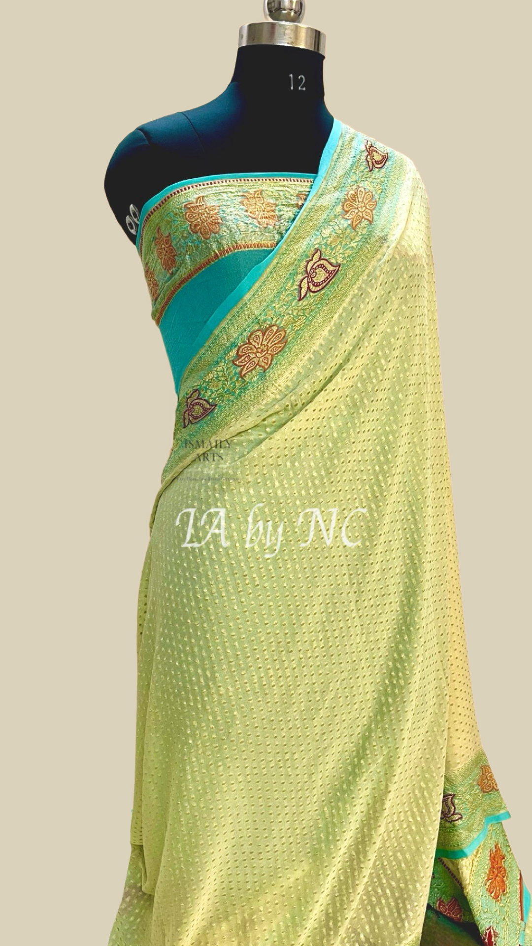 Cream Banarasi Pure Khaddi Georgette Saree