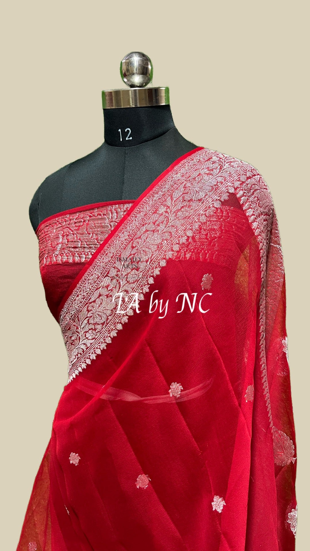 Crimson Banarasi Pure Khaddi Georgette Kadwa Saree