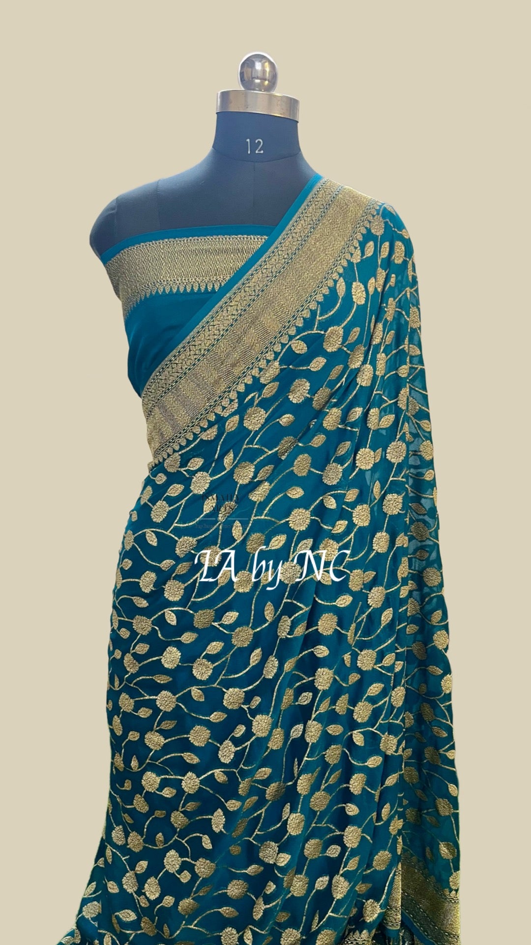 Turquoise Banarasi Pure Khaddi Georgette Saree