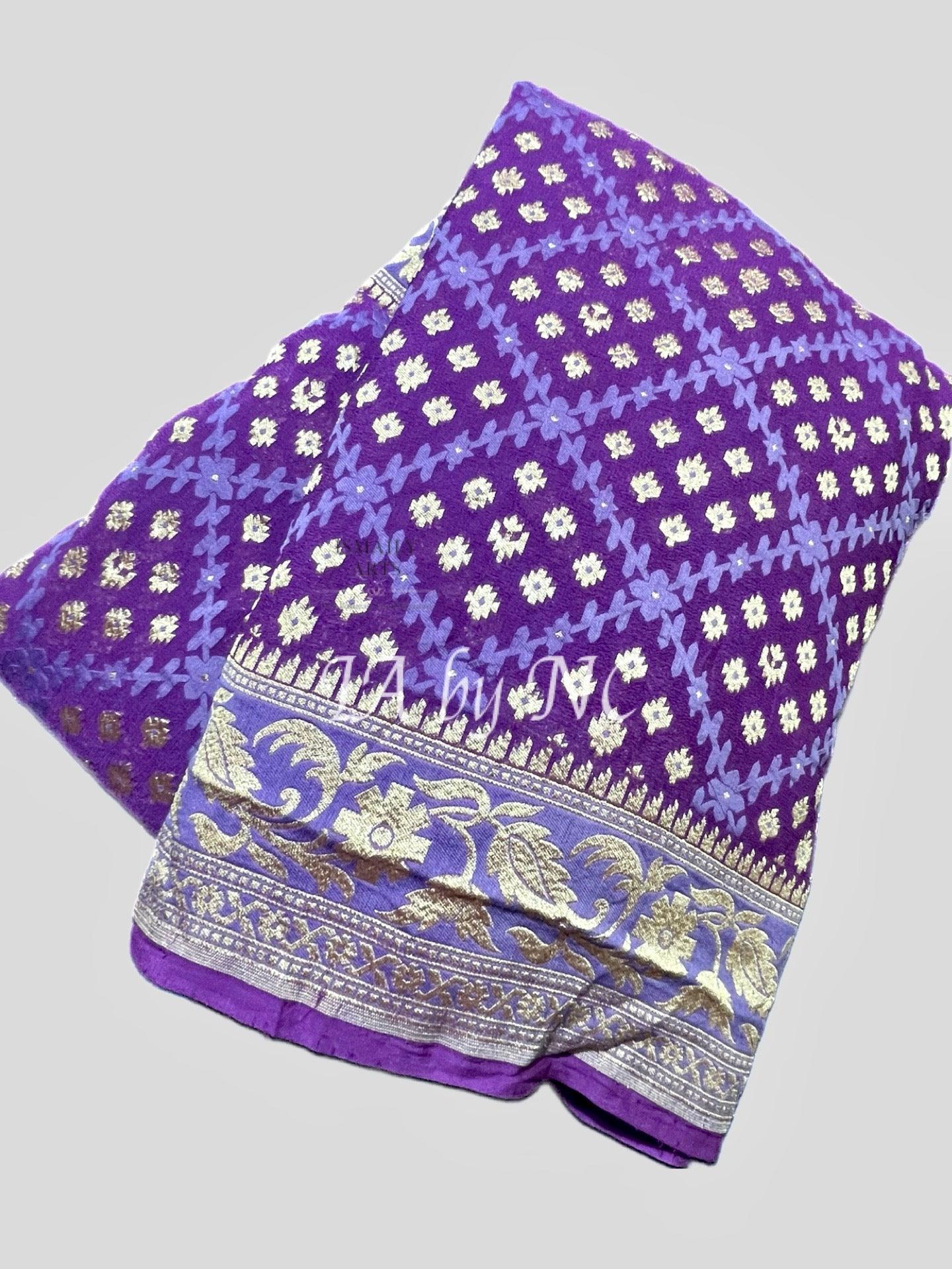Grape Banarasi Pure Khaddi Georgette Saree