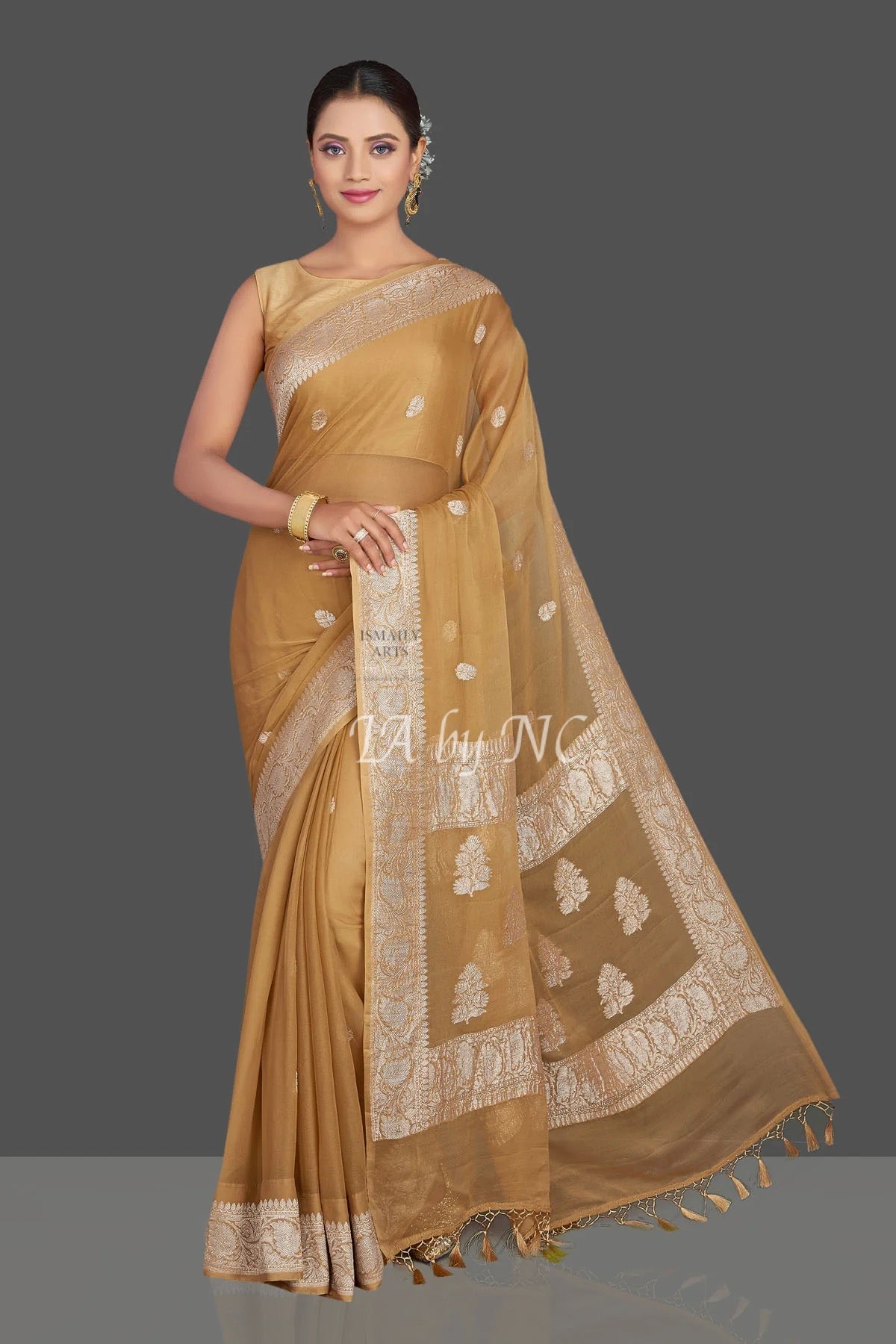 Copper Banarasi Pure Khaddi Georgette Kadwa Saree