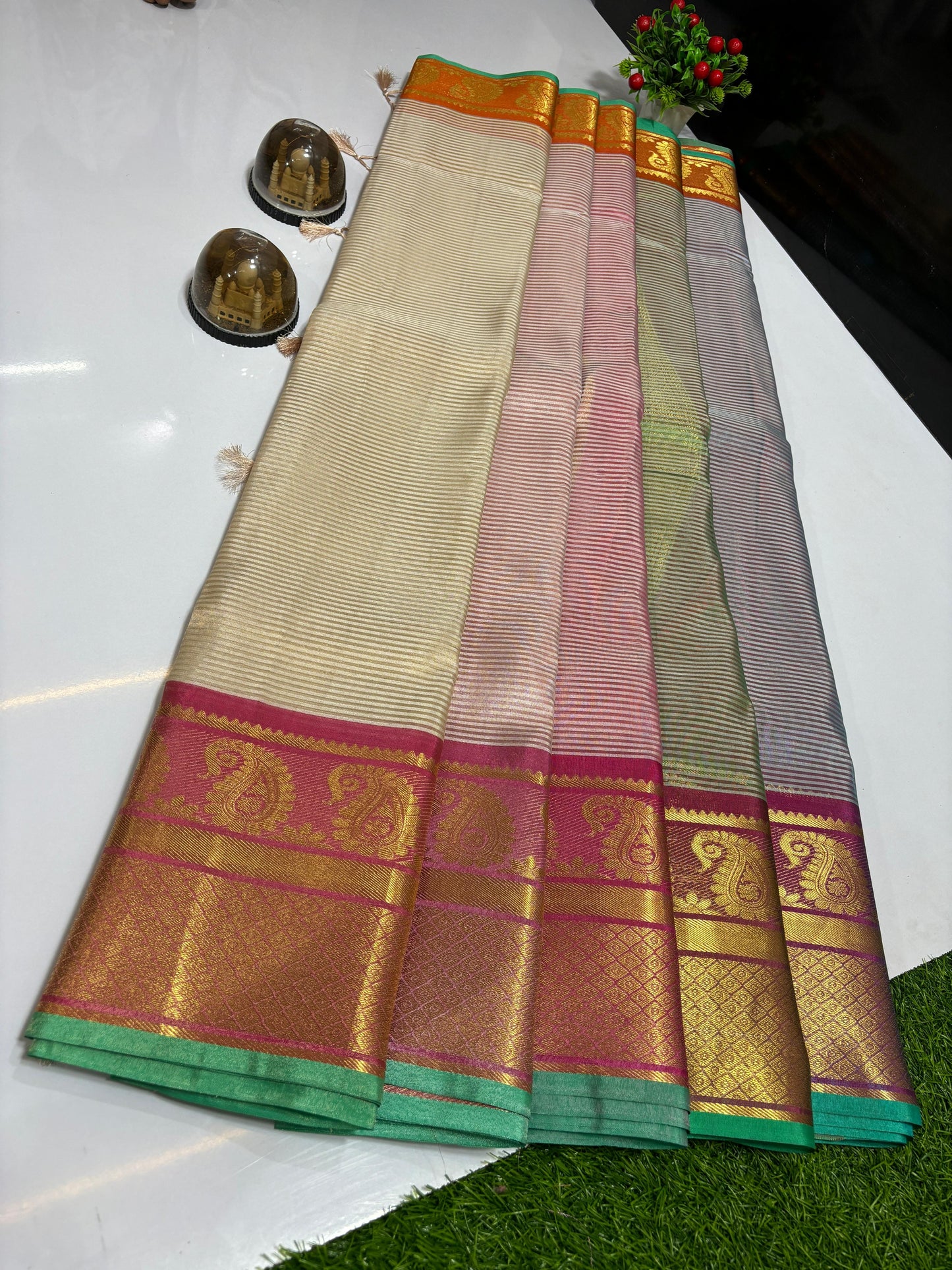 Banarasi Tissue Silk Stripes Saree
