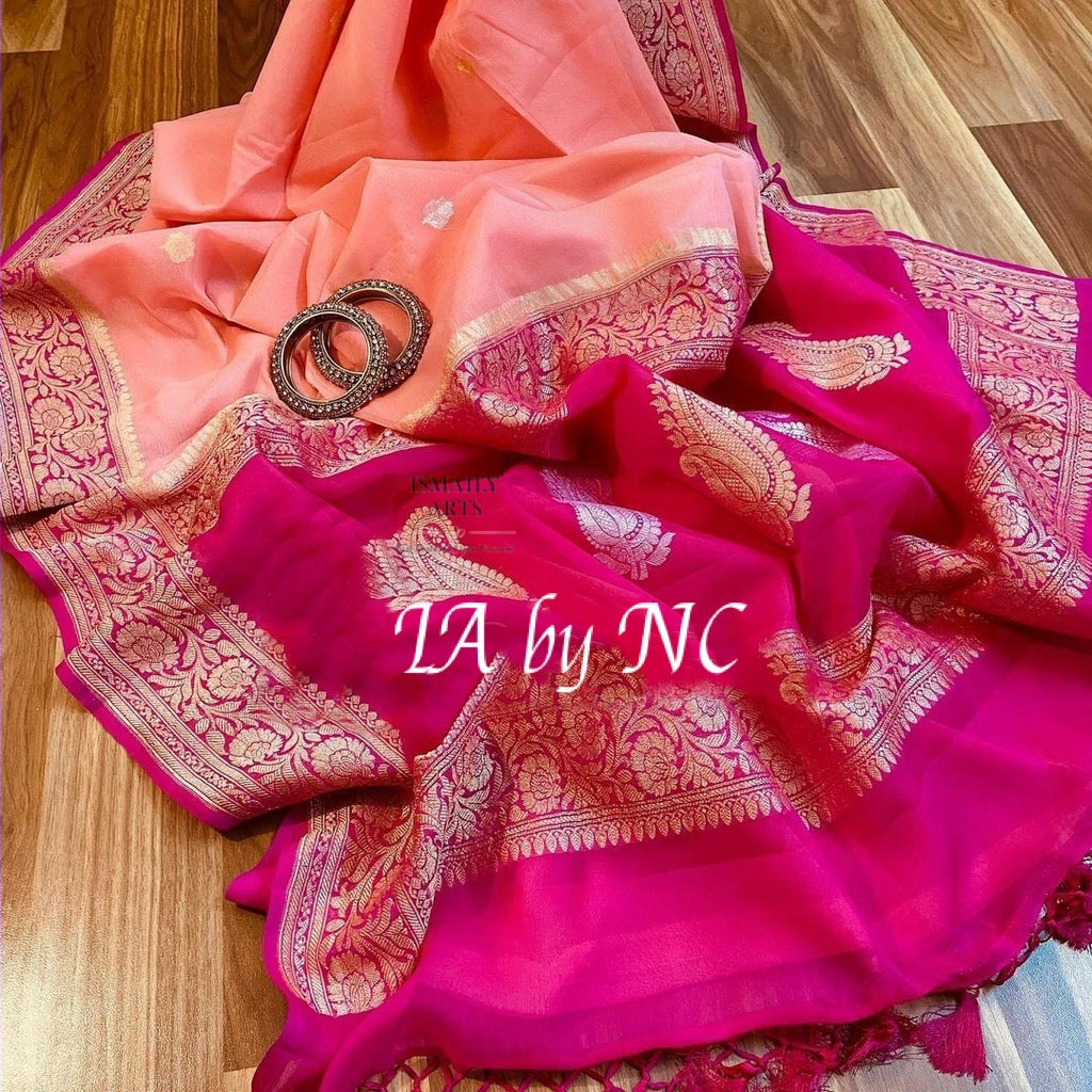 Punch Banarasi Pure Khaddi Georgette Kadwa Saree