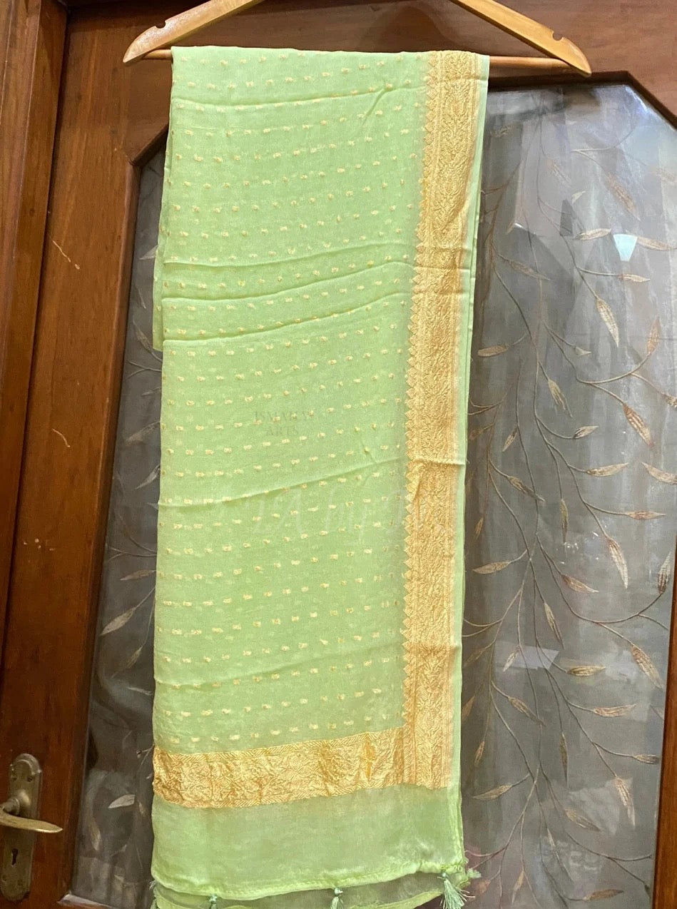 Mint Banarasi Pure Khaddi Georgette Dupatta