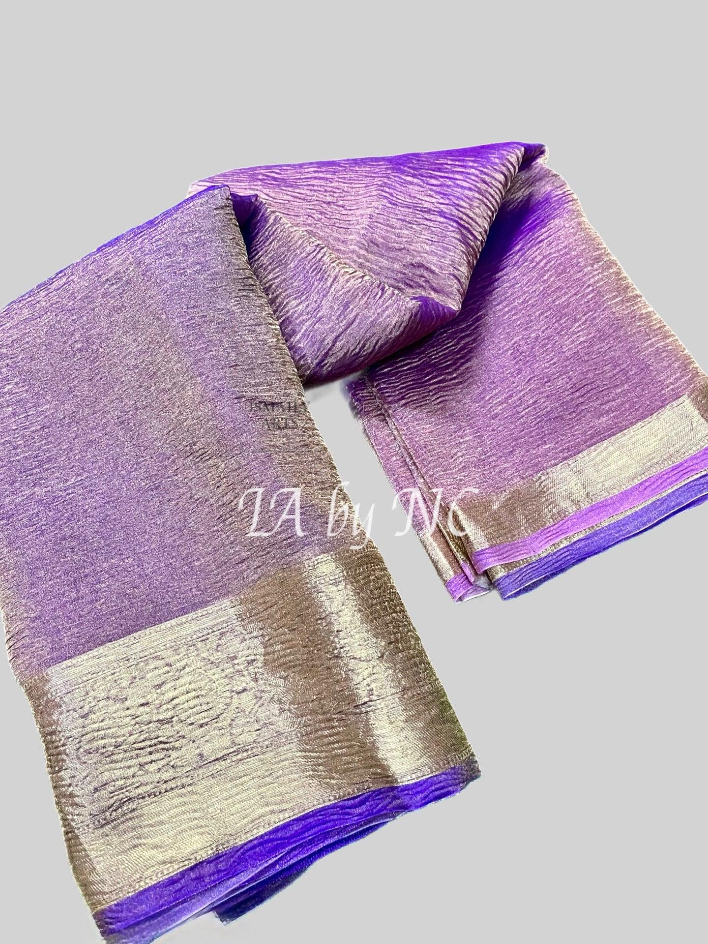 Grape Banarasi Pure Tissue Silk Saree