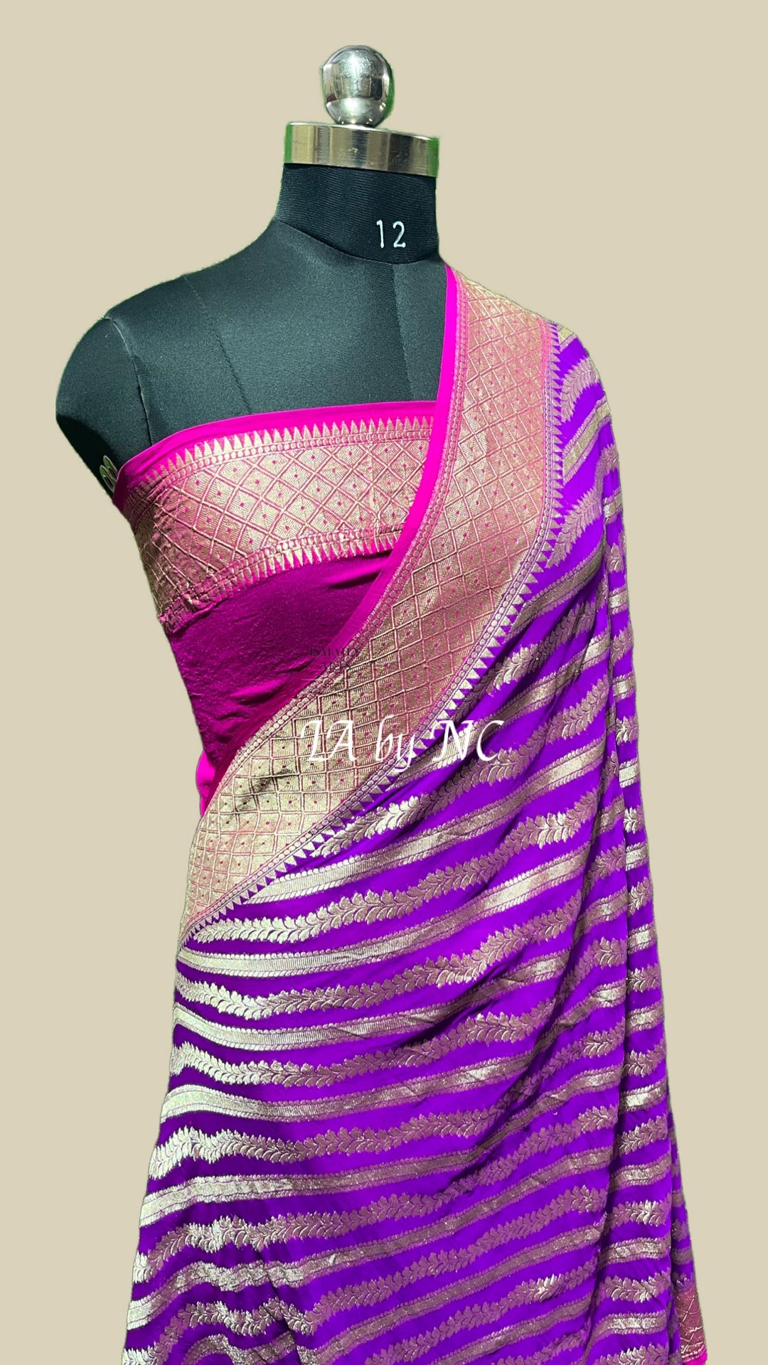 Grape Banarasi Pure Khaddi Georgette Saree