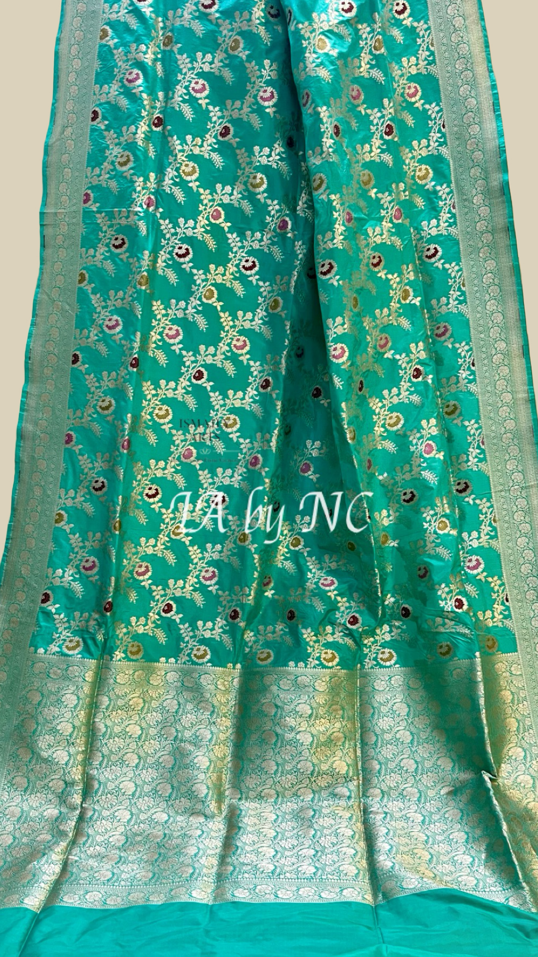 Turquoise Banarasi Pure Katan Silk Meenakari Pattu Saree