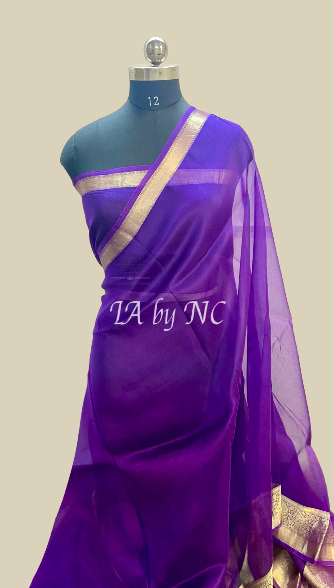 Grape Banarasi Pure Kora Silk Saree