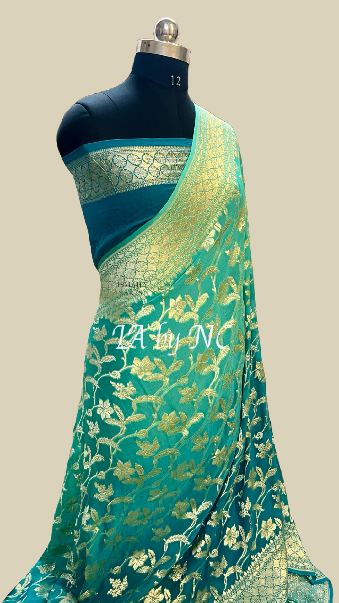 Turquoise Banarasi Pure Khaddi Georgette Saree