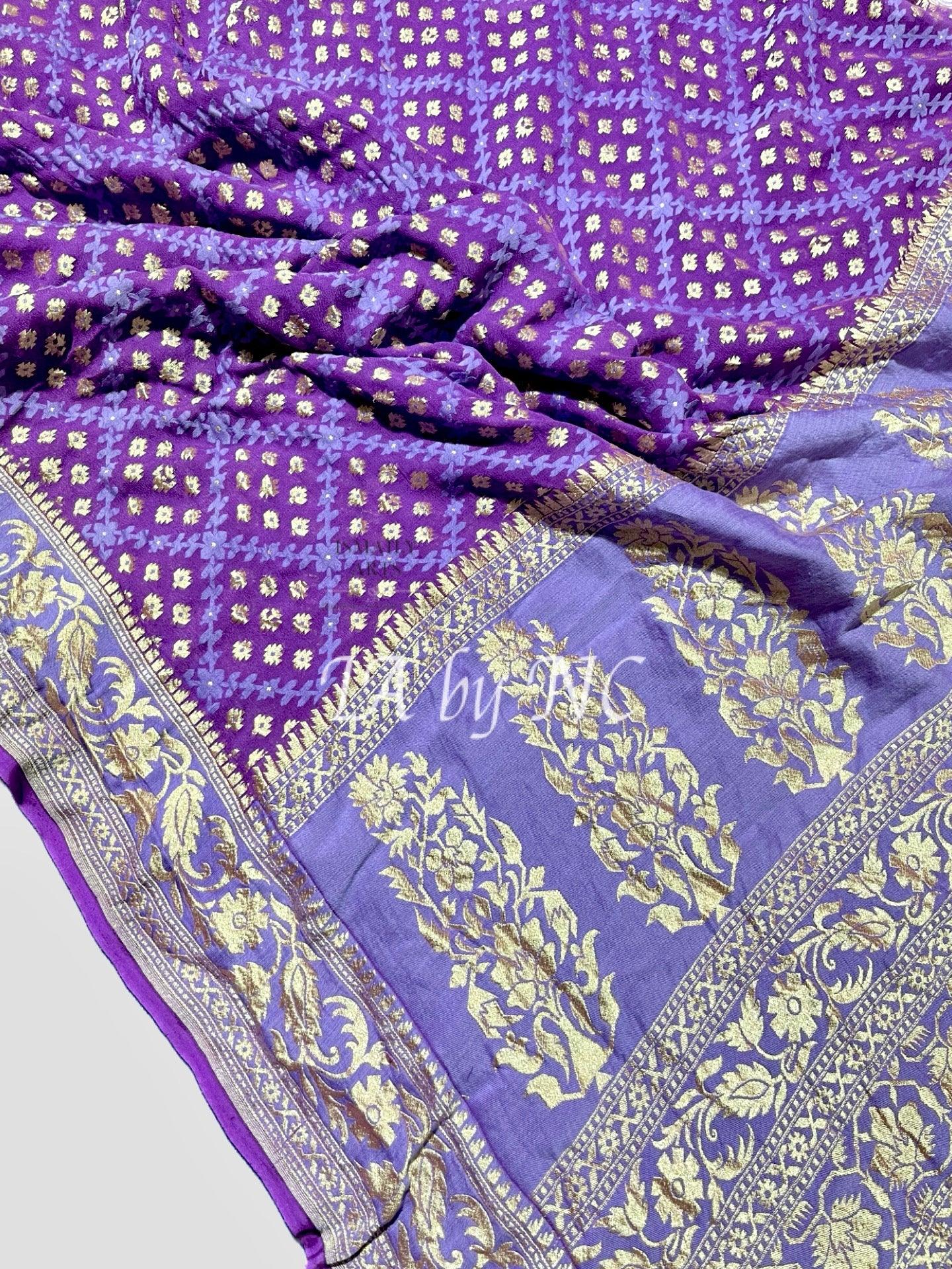 Grape Banarasi Pure Khaddi Georgette Saree