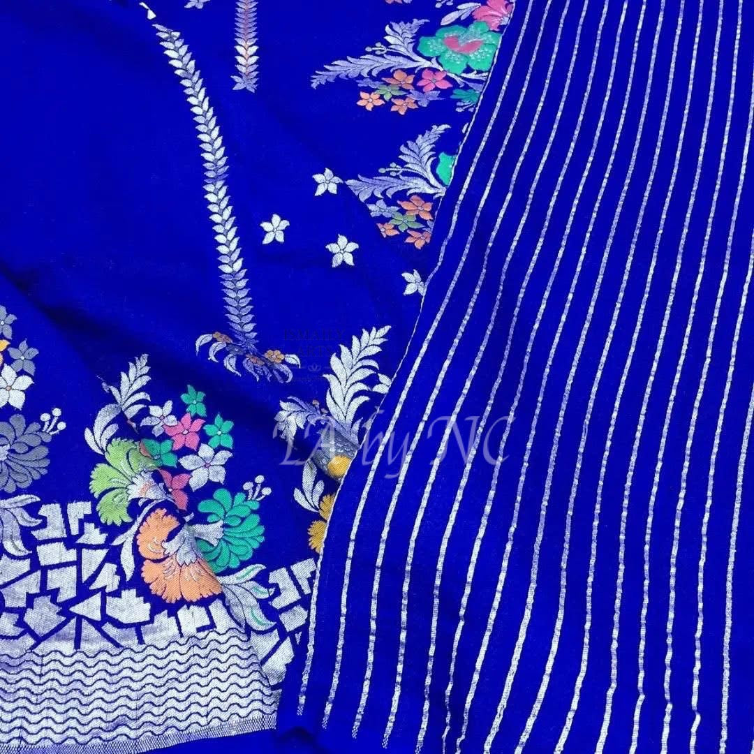 Royal Banarasi Pure Khaddi Tussar Georgette Paithani Saree