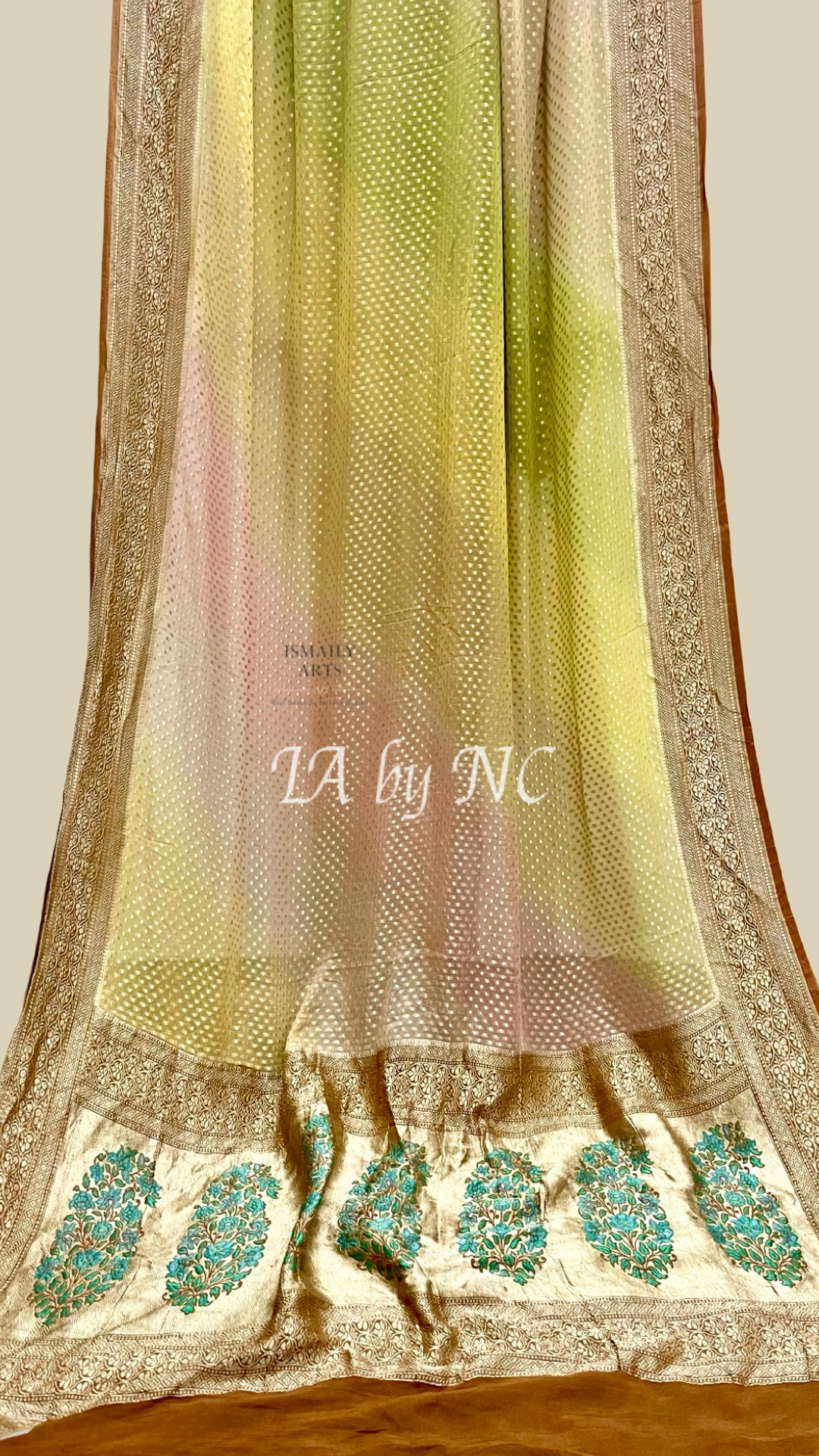 Tawny Banarasi Pure Khaddi Georgette Saree