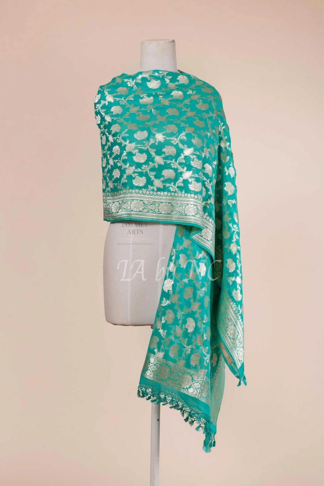 Turquoise Banarasi Pure Khaddi Georgette Dupatta