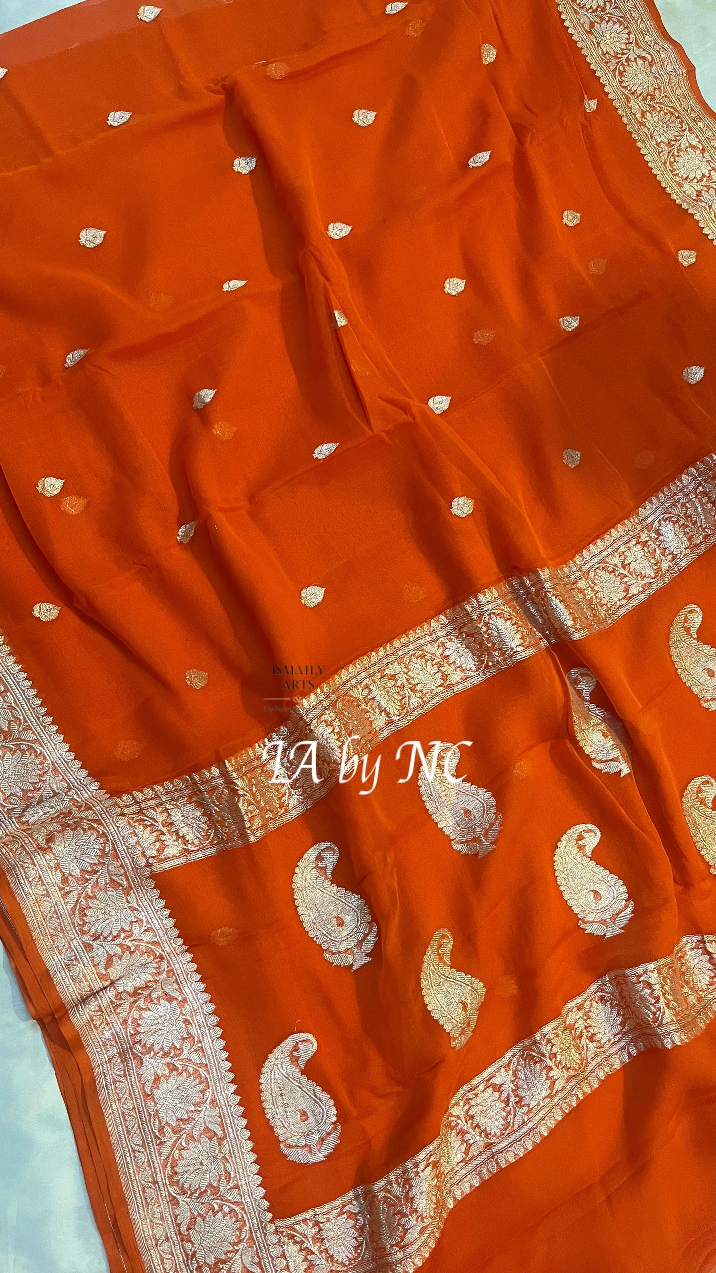 Scarlet Banarasi Pure Khaddi Georgette Kadwa Saree