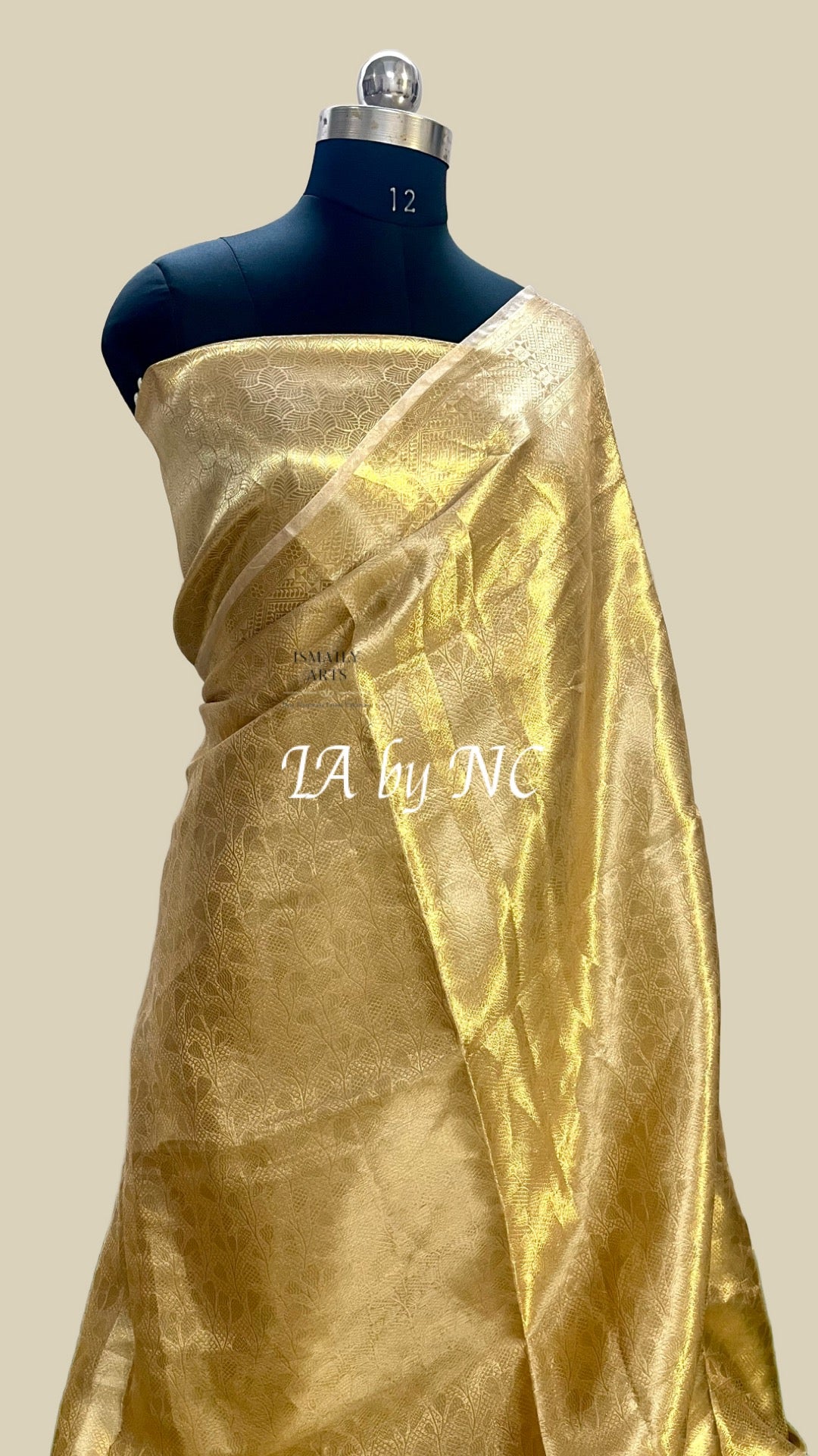 Beige Banarasi Pure Tissue Silk Brocade Saree