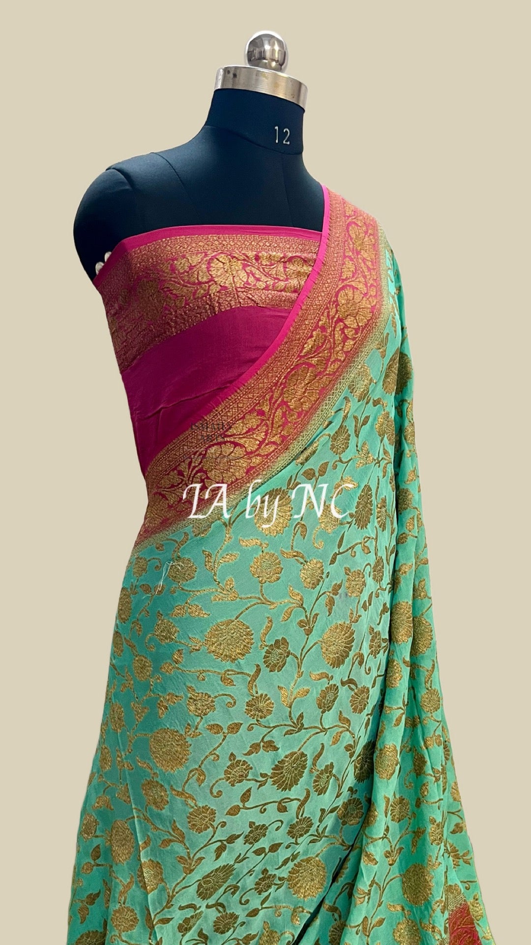 Turquoise Banarasi Pure Khaddi Georgette Saree